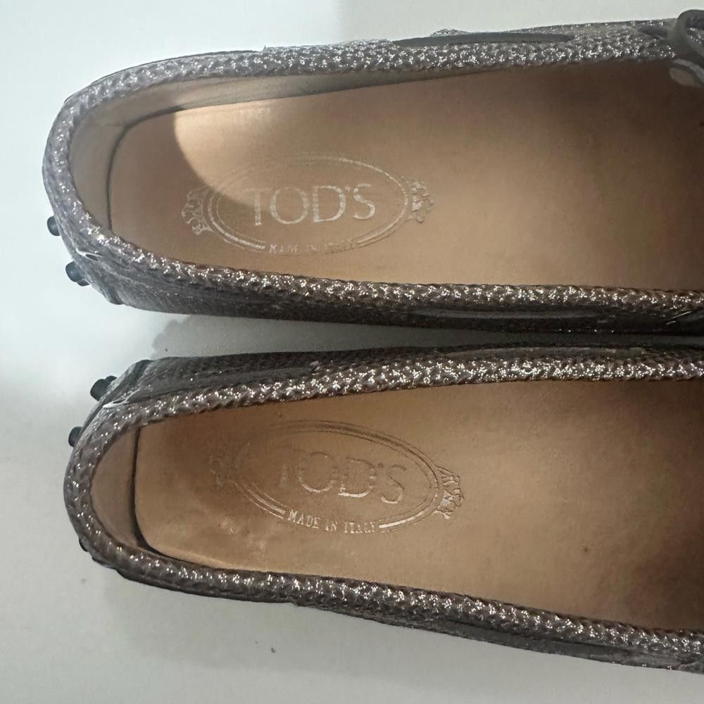 Tod's Tod’s Heaven Lacetto Metallic Silver Gray Drivers Loafers 39 Size US 9 / IT 39 - 10 Thumbnail