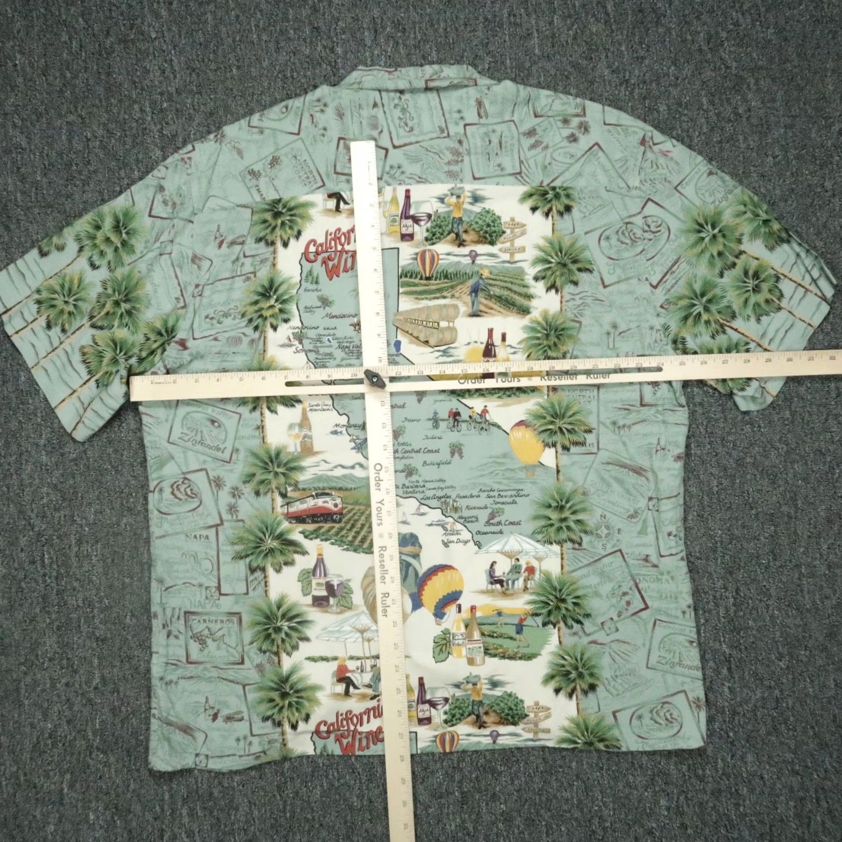 Reyn Spooner Reyn Spooner Shirt Mens Large Green California Wine Short Sleeve Hawaiian Camp Shirt Size US L / EU 52-54 / 3 - 6 Thumbnail