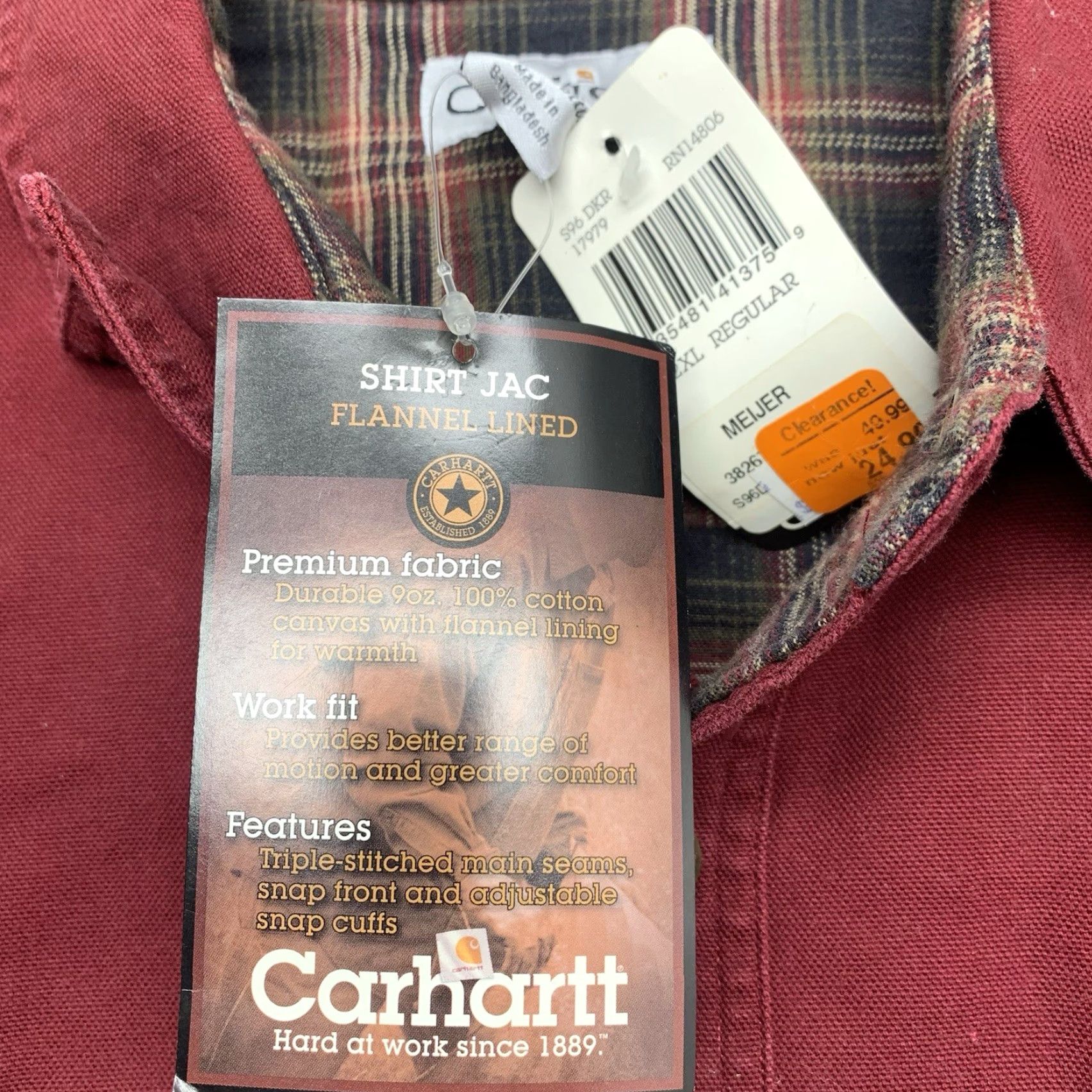 Carhartt VINTAGE Carhartt Jacket Mens 2XL Plaid Fleece Lined Snap Button Shacket Work NWT Size US XXL / EU 58 / 5 - 6 Thumbnail