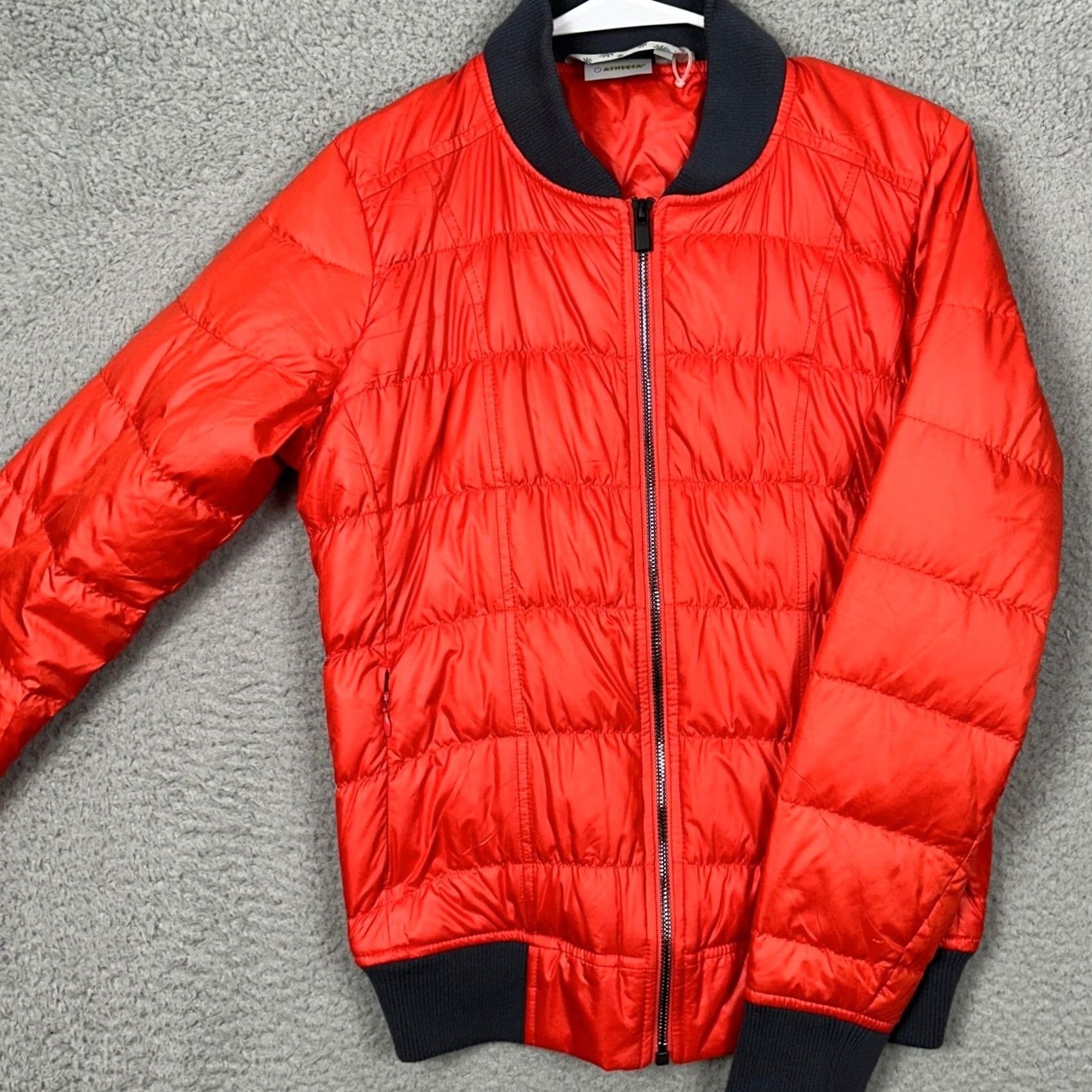 Athleta Athleta Womens XS Jacket Puffer Orange Goose Down Bomber Full Zip Authentic EUC Size XS / US 0-2 / IT 36-38 - 2 Thumbnail
