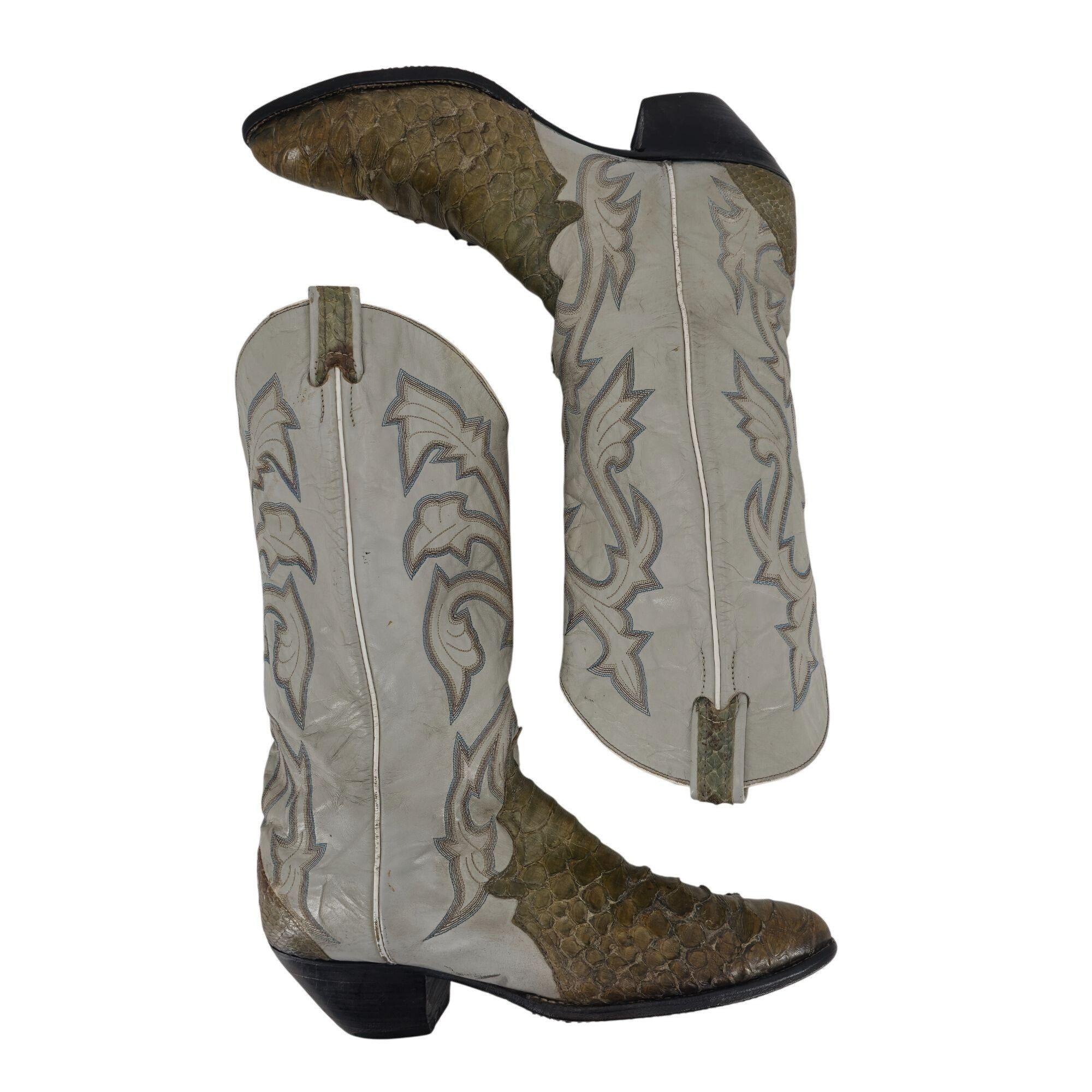 Larry Mahan Vintage Larry Mahan Mens 11.5D Giant Python Distressed Snake Size US 11.5 / EU 44-45 - 9 Thumbnail