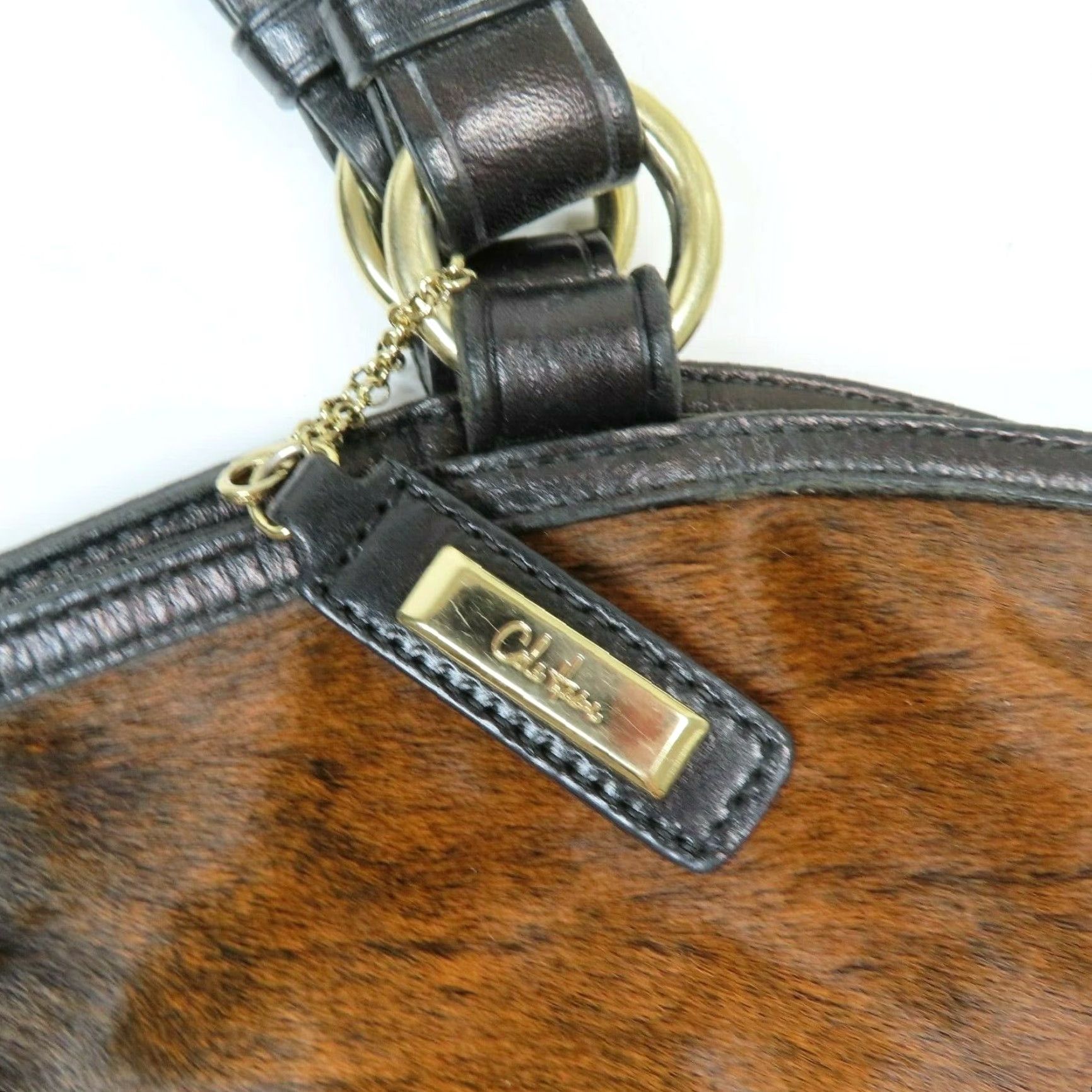 Cole Haan VINTAGE Cole Haan Tantivy Chestnut Brown Haircalf Cowhide Shoulder Bag Purse Handbag Size ONE SIZE - 3 Thumbnail