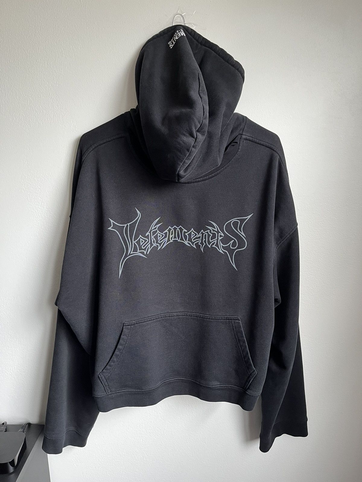 Pre owned Champion Reversible Metal Logo Cropped Hoodie S In Black