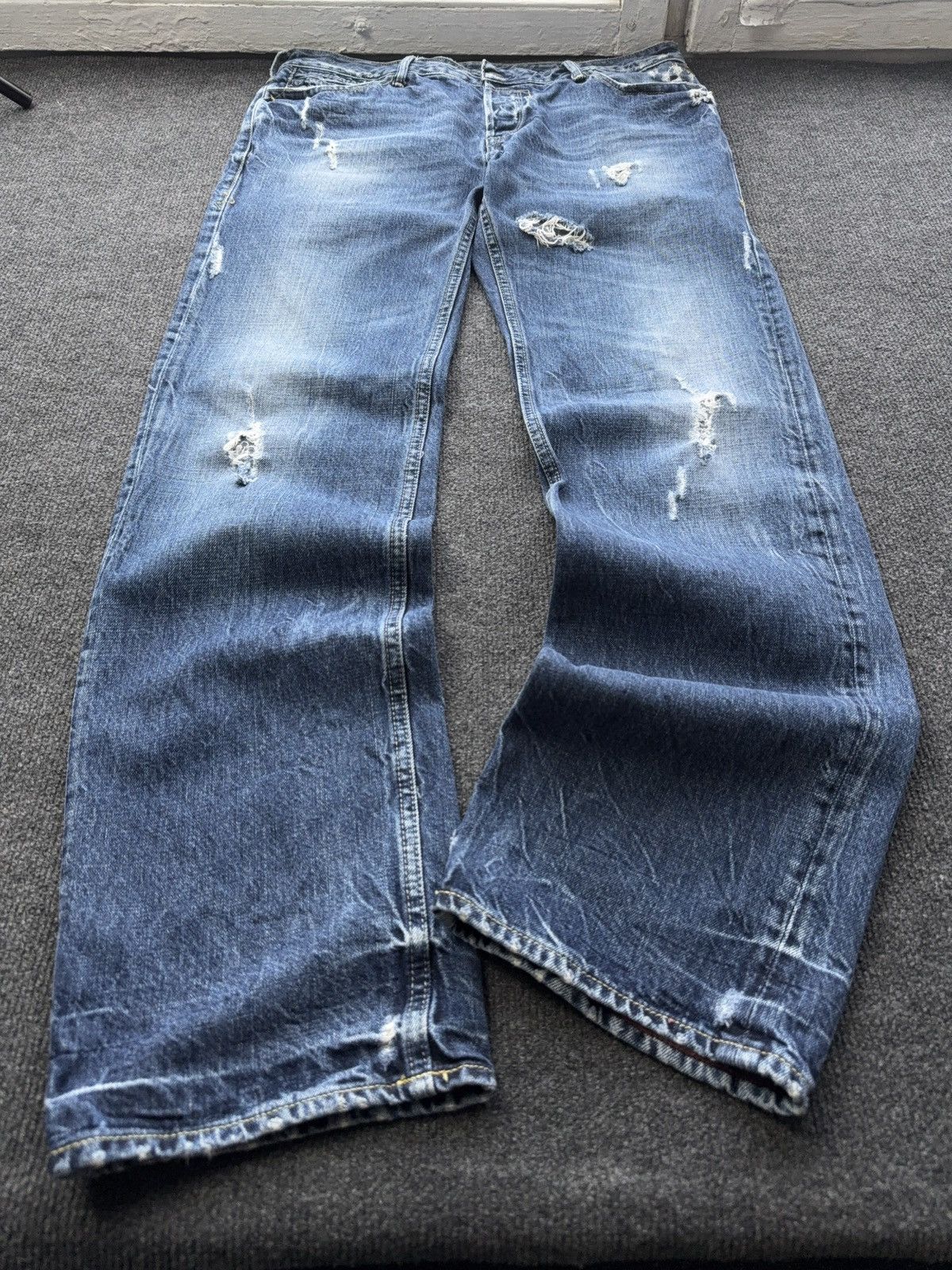 Japan Rags 🔥 Japan Rags Vintage 00s Y2K Distressed Blue Denim Jeans Size US 33 - 2 Thumbnail