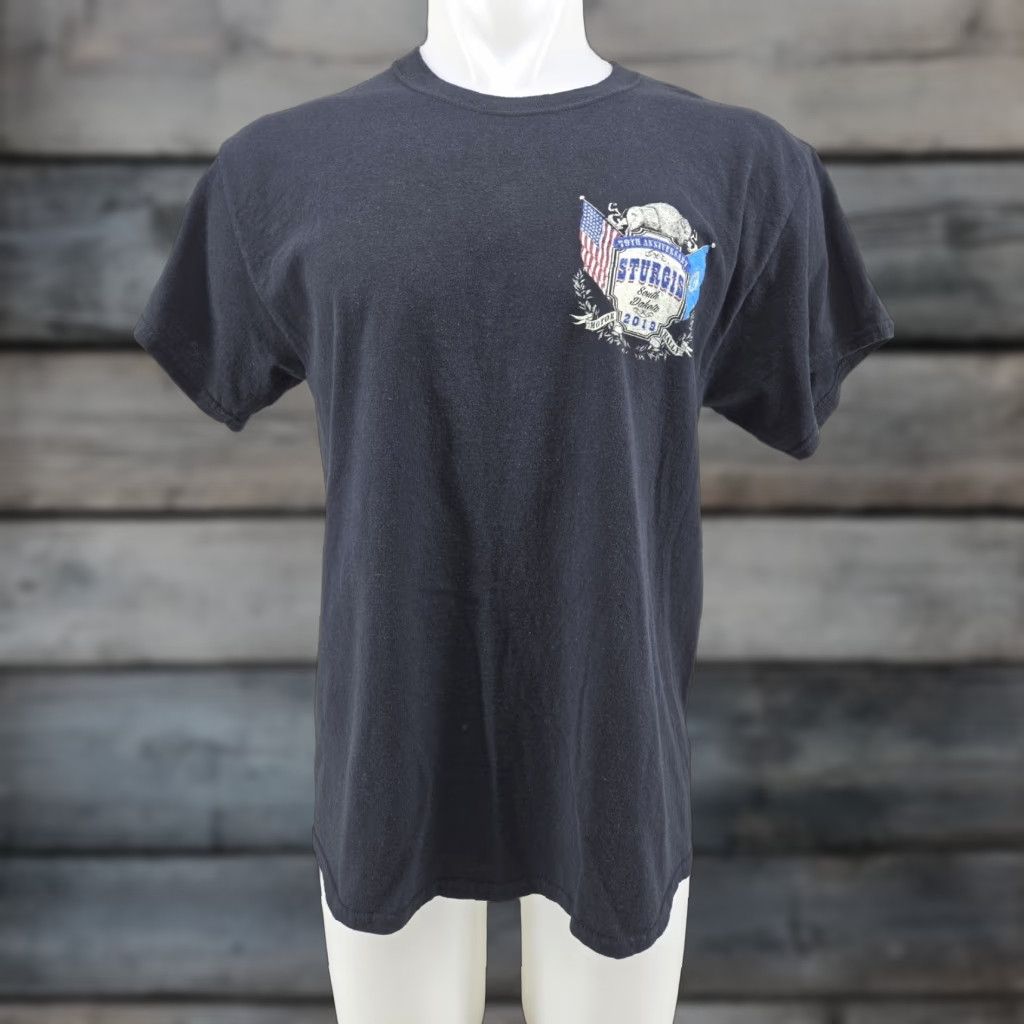 Gildan Sturgis T Shirt Large Black 2019 Rally Biker Motorcycle 79th Annual Gildan Ultra Cotton Mens T-Shirt Black Graphic Print Short Sleeve XS? Size US L / EU 52-54 / 3 - 1 Thumbnail