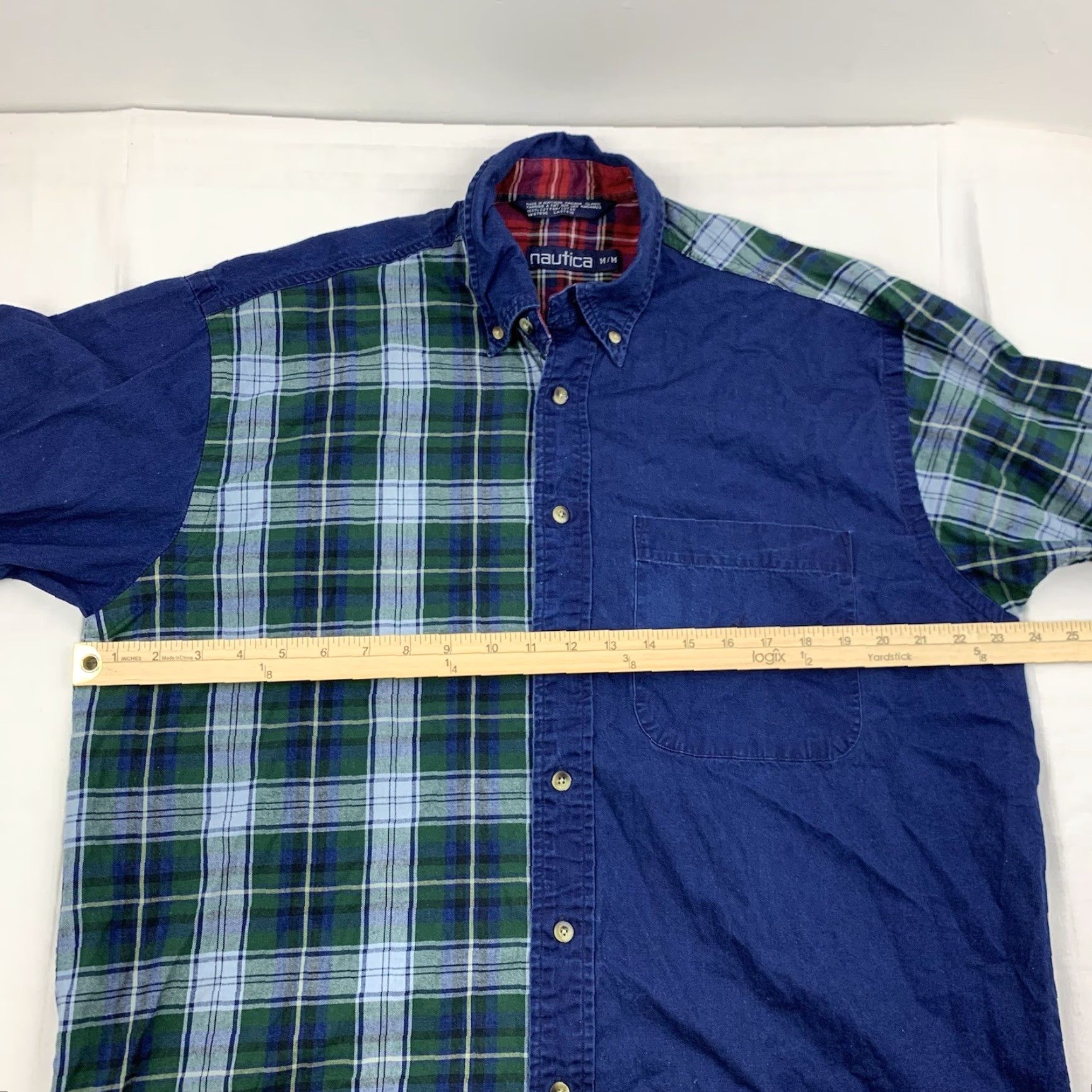 Nautica VINTAGE Nautica Button-Down Shirt Men Adult Medium Blue Plaid 90s Collared Cotton Shirt Size 40R - 7 Thumbnail