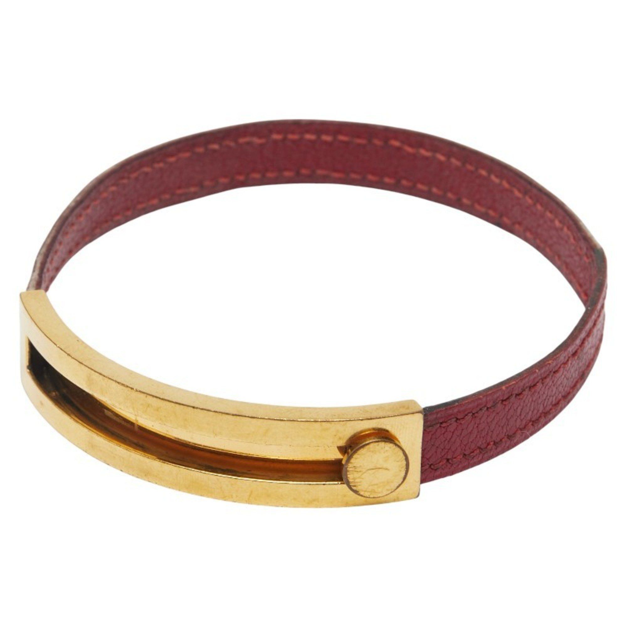 Hermes Hermes Puspus Bangle Red Leather Women's HERMES Size ONE SIZE - 1 Thumbnail