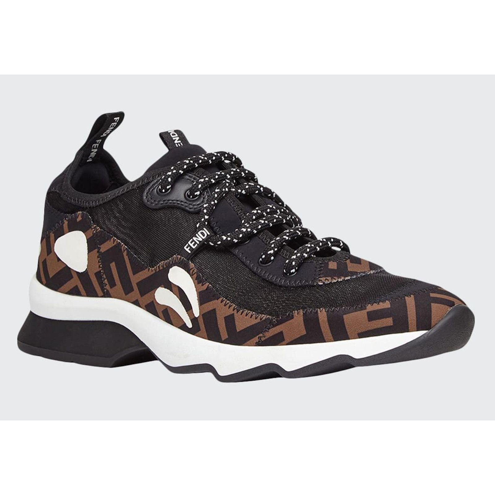 Fendi Fendi Logo Black Brown White Low Top Trainer Sneaker 36.5 Size US 6.5 / IT 36.5 - 2 Thumbnail