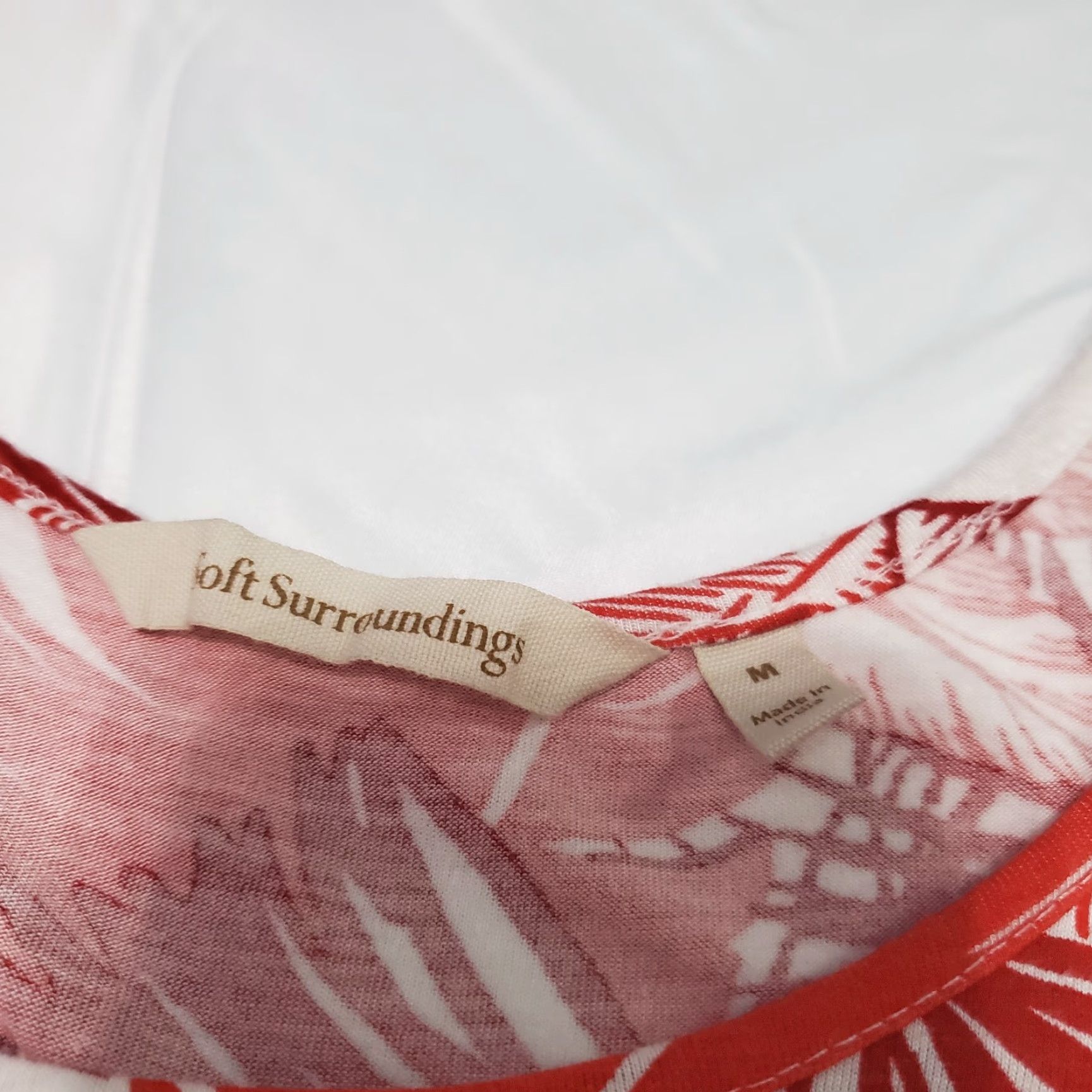 Soft Surroundings Soft Surroundings Maxi Dress M Red White Lilo Palm Print Stretch Tropical Resort Dress Women's Summer Beach Hawaii Size M / US 6-8 / IT 42-44 - 3 Thumbnail