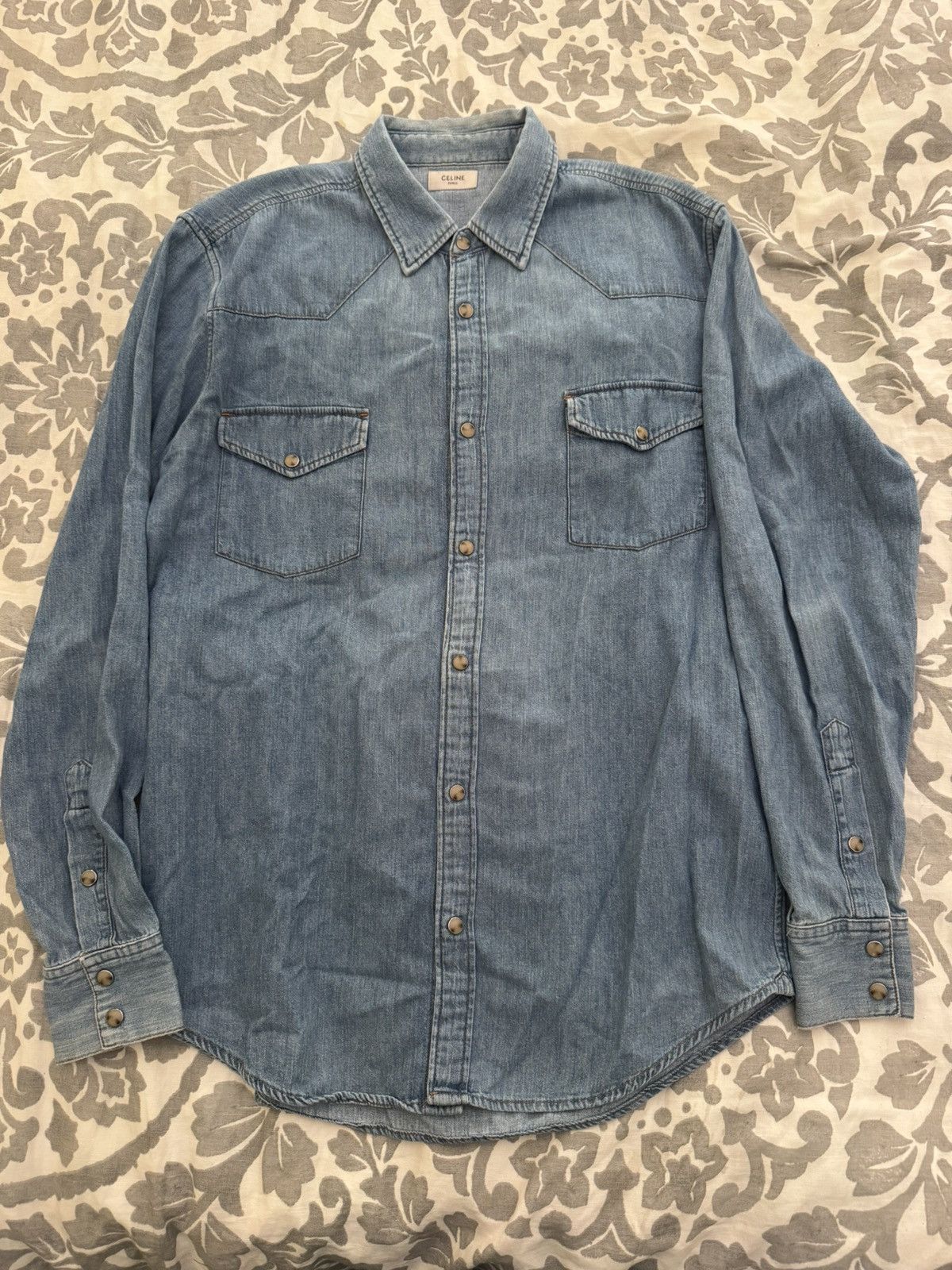 Celine Celine Western Denim Shirt Size US L / EU 52-54 / 3 - 1 Thumbnail