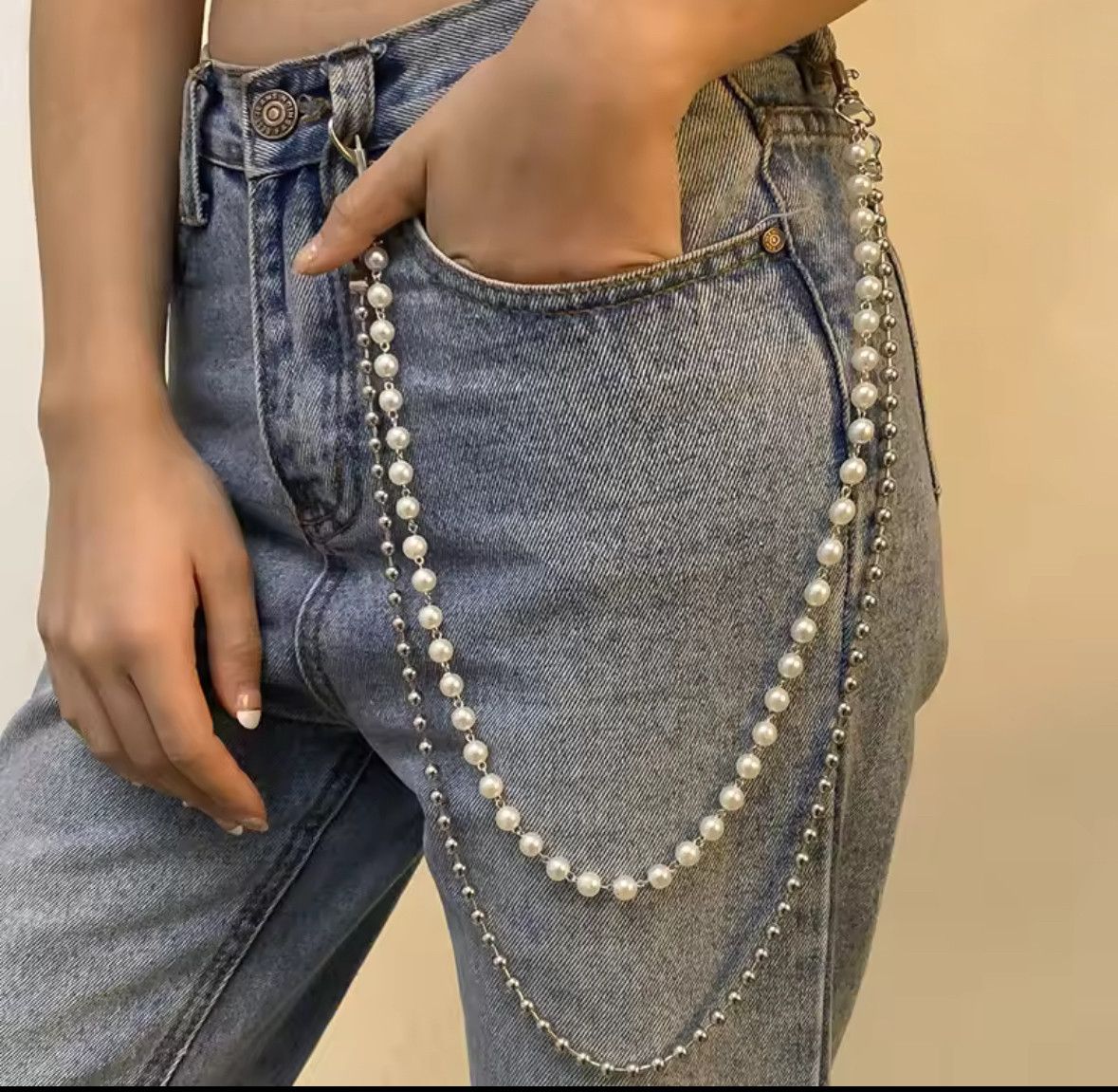 Other Pearl Shape Punk Metal Pants Chain Wallet Belt Chain Pendant Size ONE SIZE - 1 Thumbnail