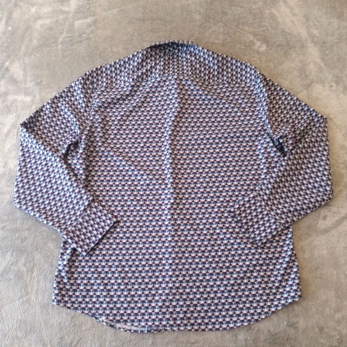 Vintage Con Struct Shirt Mens Large Slim Fit Blue Purple Geometric Long Sleeve Button Up Size US L / EU 52-54 / 3 - 2 Thumbnail