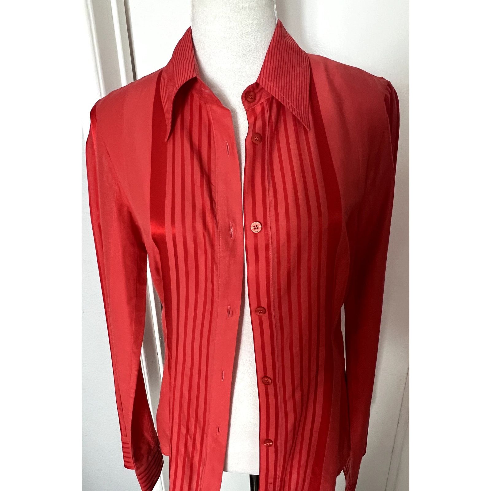 Roberto Just Cavalli Red Button up blouse Sz S 00s y2k