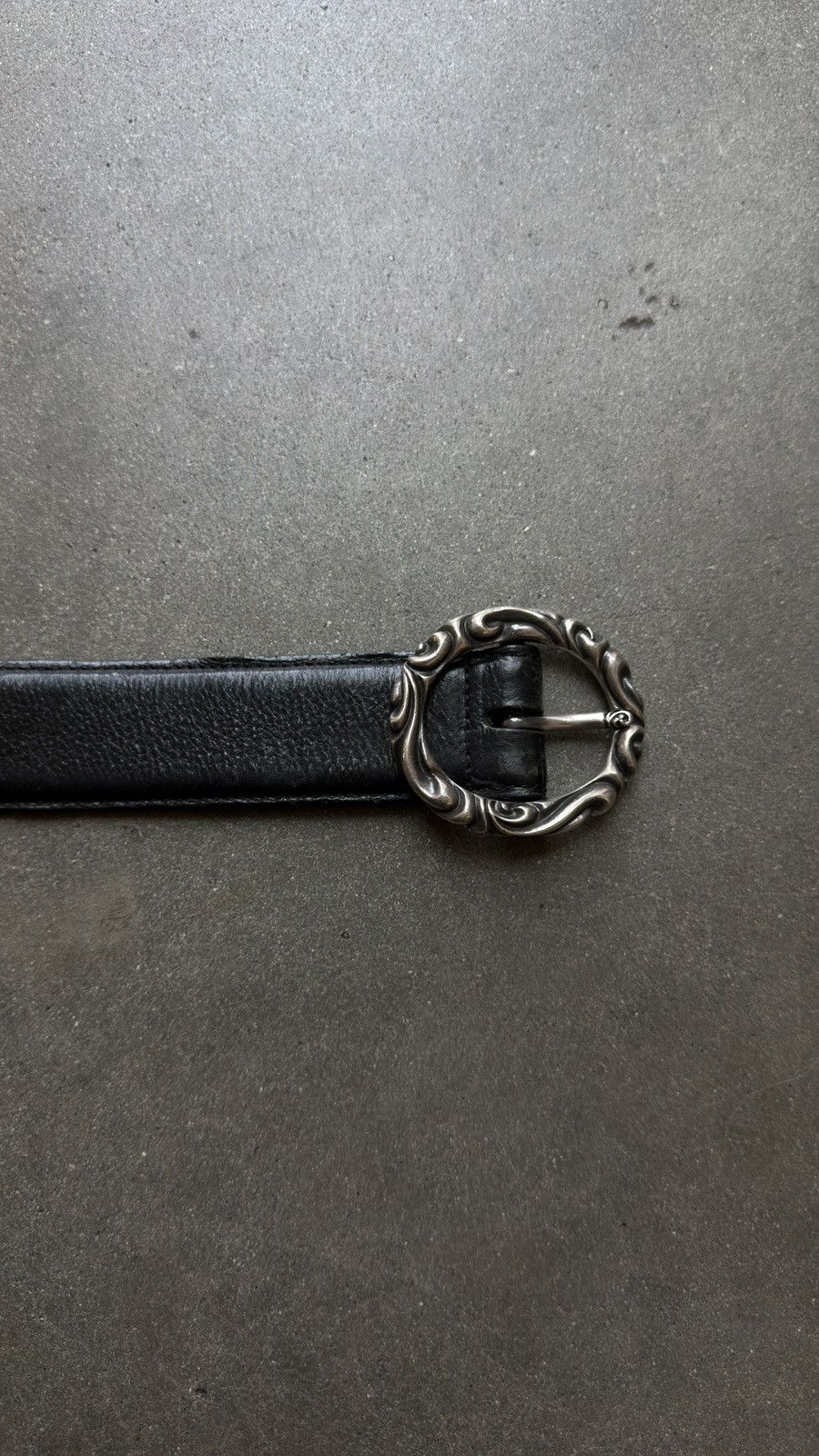 Chrome Hearts RARE! Chrome Hearts Black Leather Scroll Ring Belt Size 32 - 2 Thumbnail