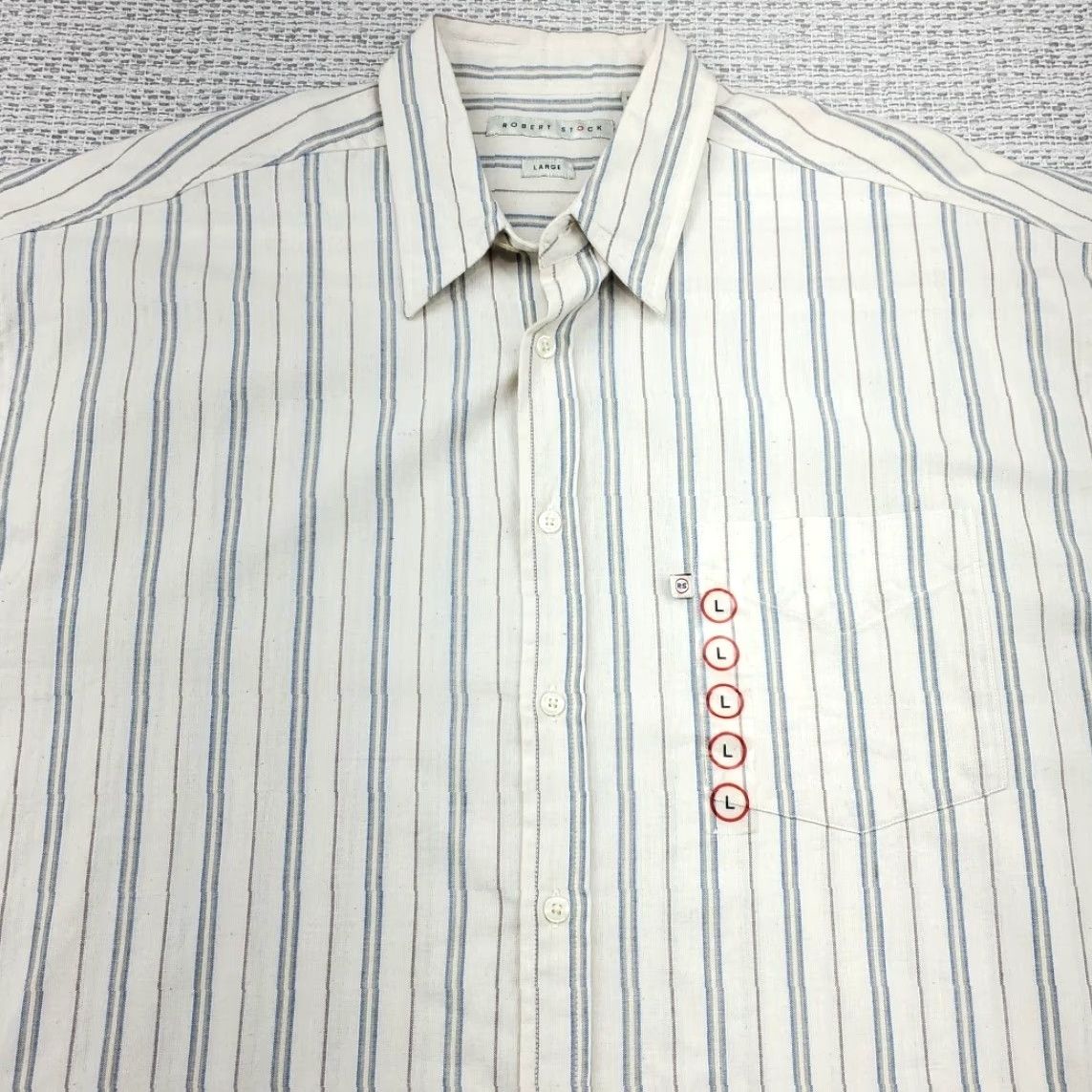 Vintage Robert Stock Button-Up Shirt Mens L Stripes Short Sleeve Pocket 100% Cotton Dad vintage: No Size US L / EU 52-54 / 3 - 4 Thumbnail