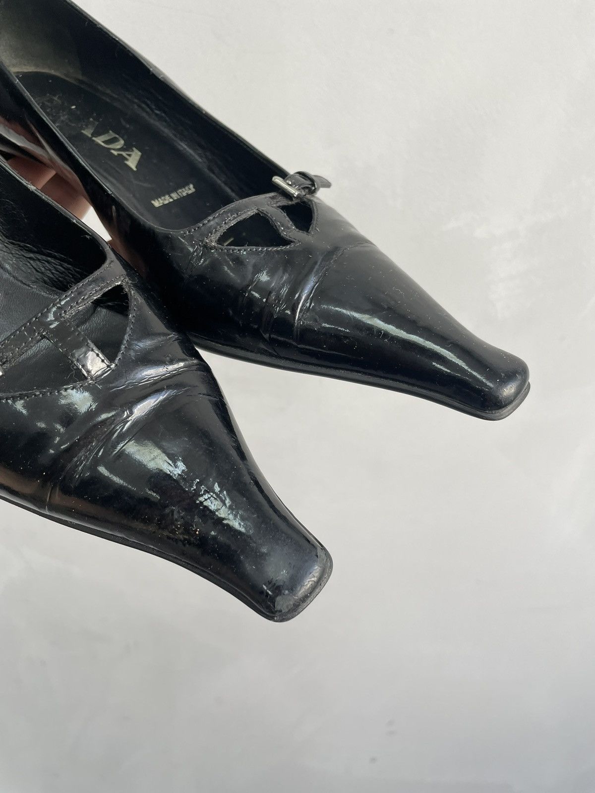Prada PRADA Kitten Heels Patent Leather Mules Pointed Toe 37 / 7 Size US 7 / IT 37 - 8 Thumbnail
