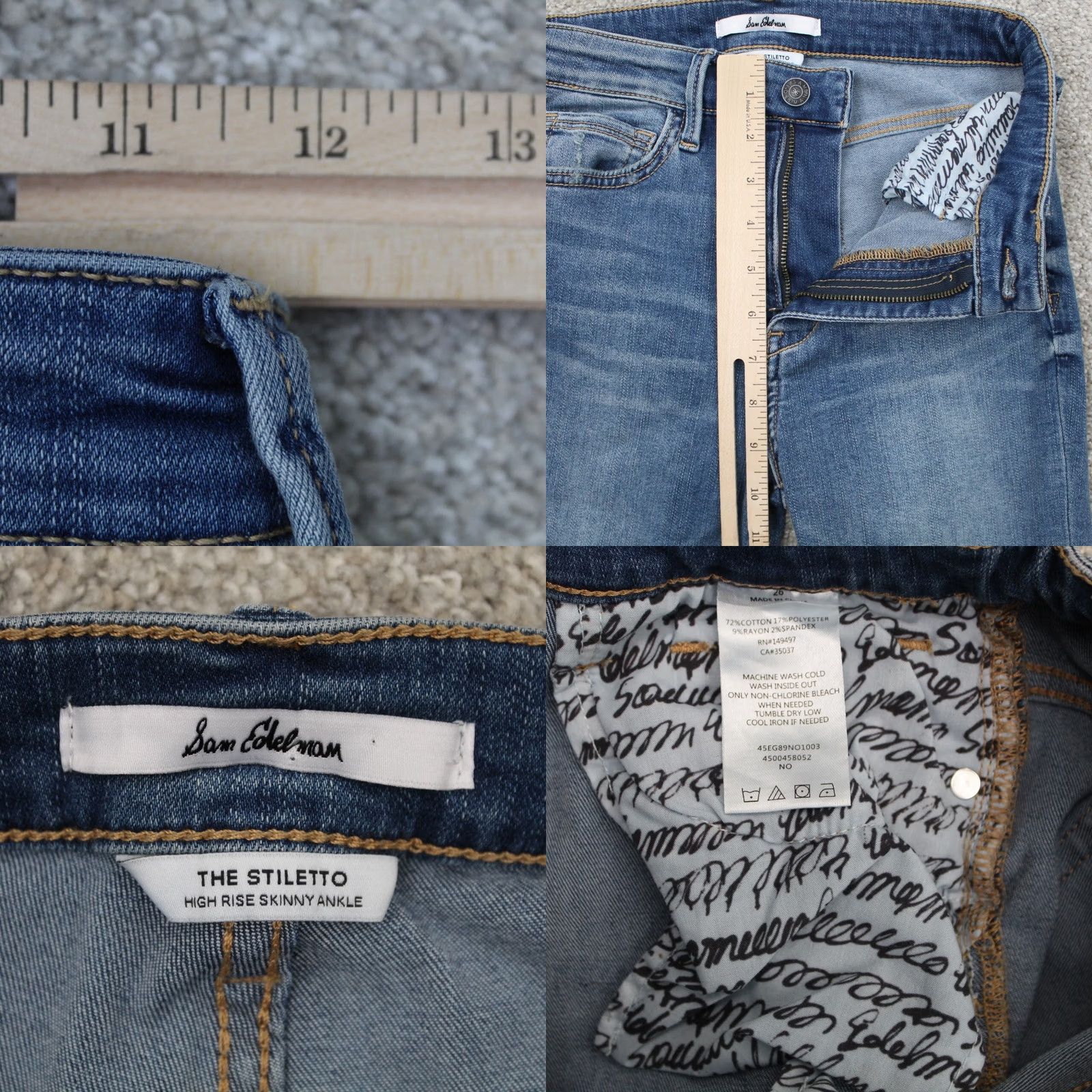 Sam Edelman Sam Edelman Jeans Women 26x28 Blue The Stiletto High Rise Skinny Ankle Denim Size 26" / US 2 / IT 38 - 8 Thumbnail