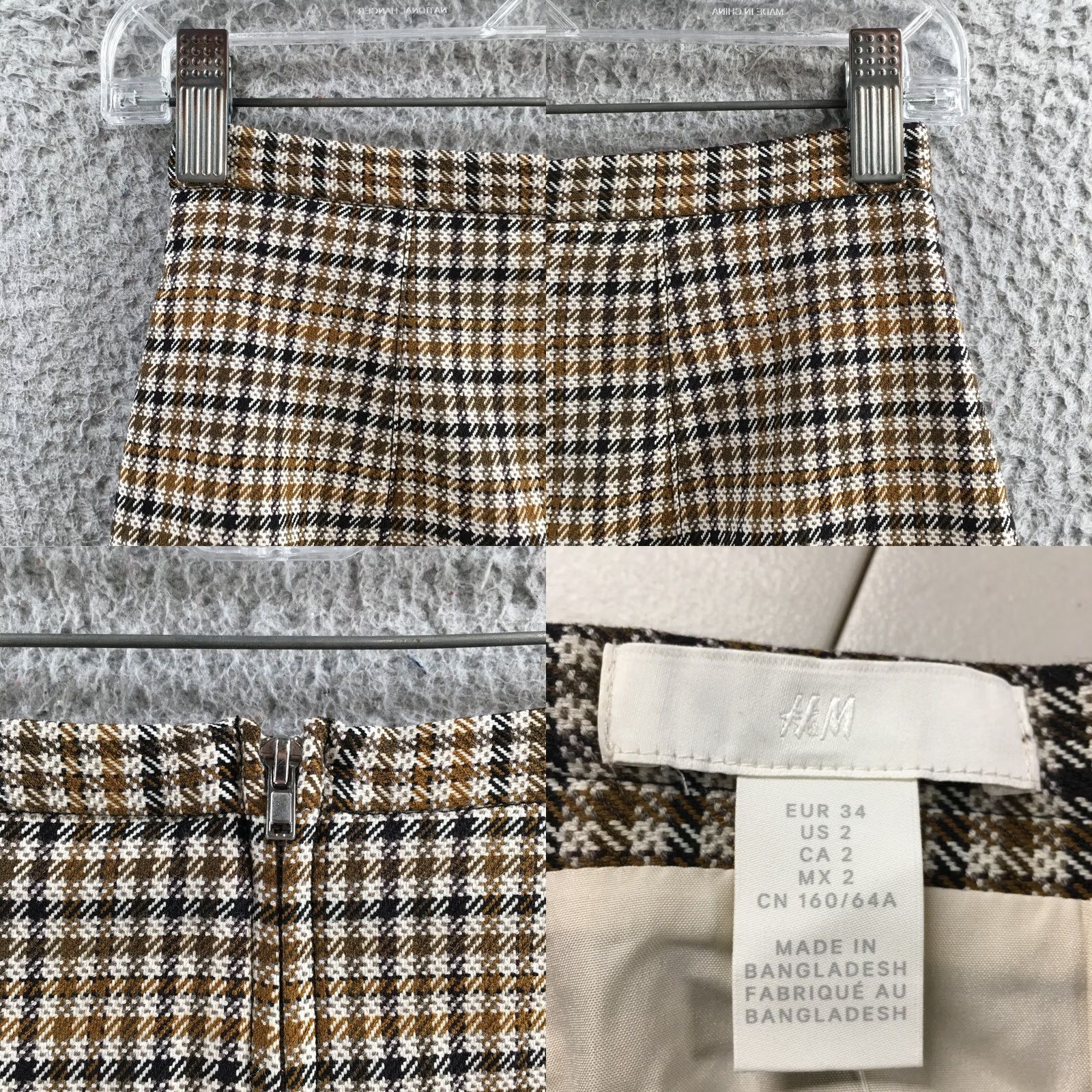 H&M H&M Skirt Womens 2 Multicolored Plaid Mini Zip Back Lined A-Line Casual Short Skirt Womens Size 26" / US 2 / IT 38 - 8 Thumbnail