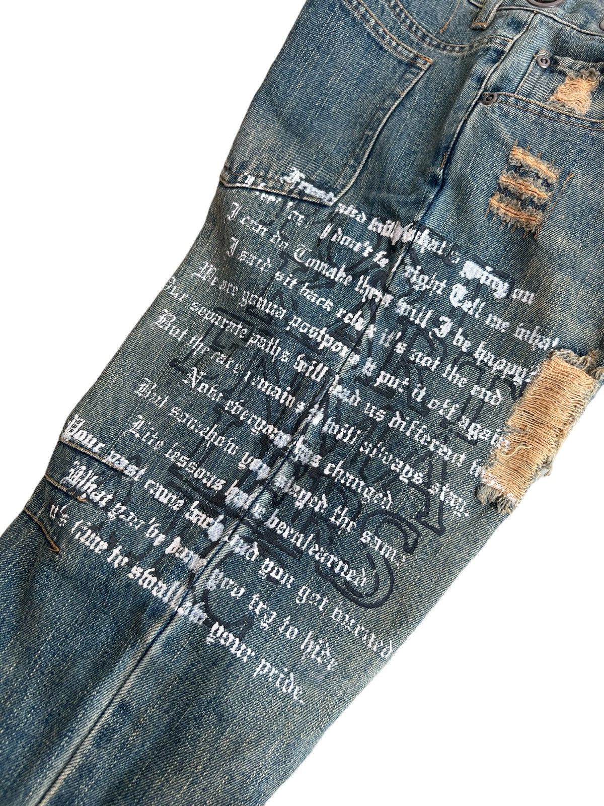 If Six Was Nine ITA "Anarchy Poems" Bullet Hole Double Waist Hybrid Denim Size US 32 / EU 48 - 4 Thumbnail
