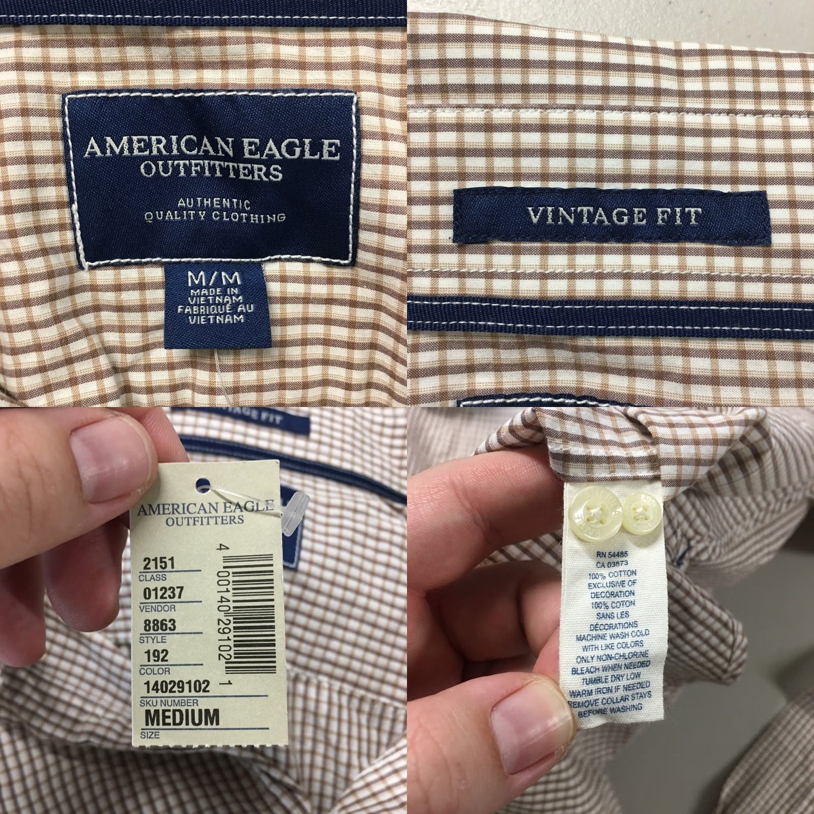 American Eagle Outfitters American Eagle Outfitters Shirt Mens Medium Brown Check Button Down Size US M / EU 48-50 / 2 - 9 Thumbnail