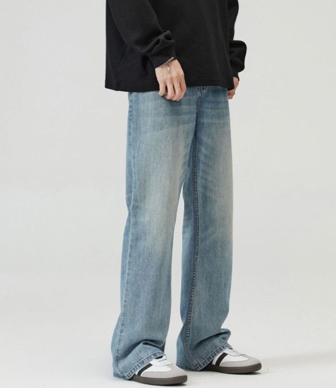 Japanese Brand American retro light blue curved baggy jeans Size US 32 / EU 48 - 2 Thumbnail