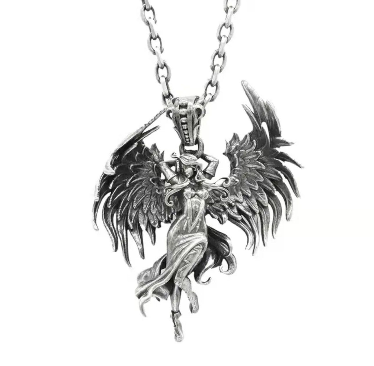 Vintage Evil Angel Wings Goddess Pendant Necklace Size ONE SIZE - 1 Thumbnail