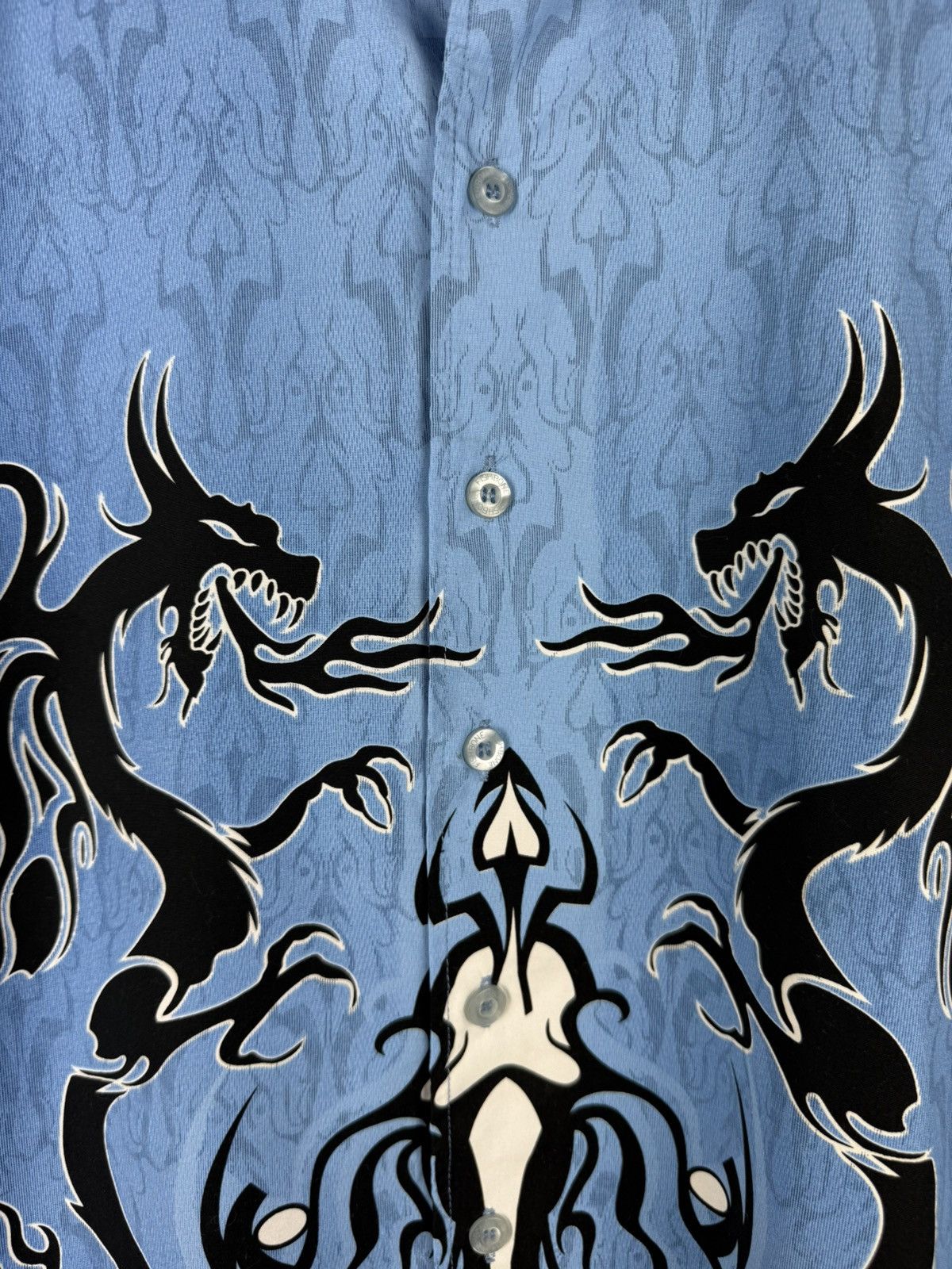 Other Fishbone Tribal Dragon Overprinted Y2K Crazy Button Up Shirt Size US L / EU 52-54 / 3 - 10 Thumbnail