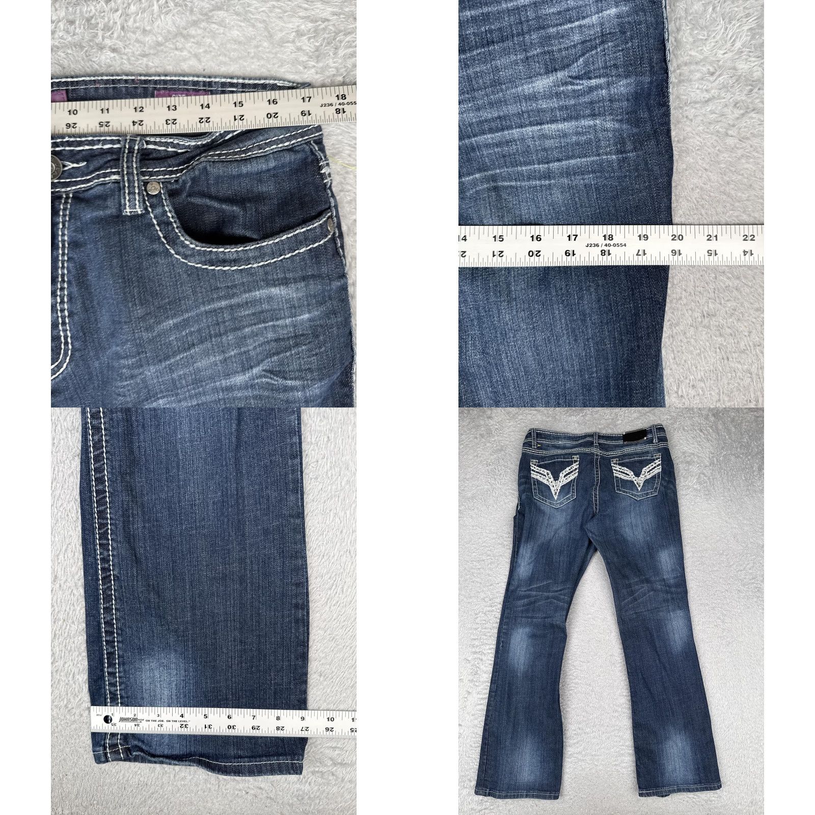 Denime VGS Jeans Womens Bootcut 14 Blue Mid Wash Stretch Lace Denim 34x31 Size 36" / US 14 / IT 50 - 9 Thumbnail