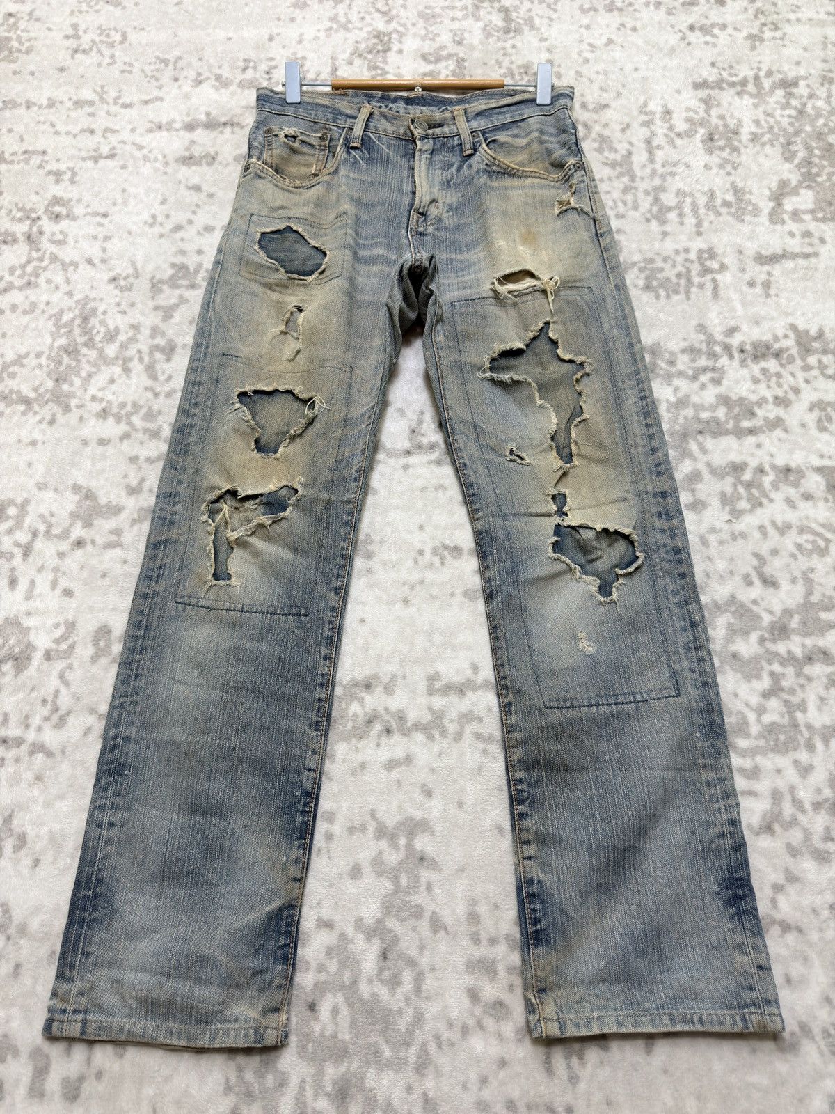 Edwin Edwin 503 Thrashed Mud Wash Jeans Extreme Distressed Denim Size US 28 / EU 44 - 1 Thumbnail