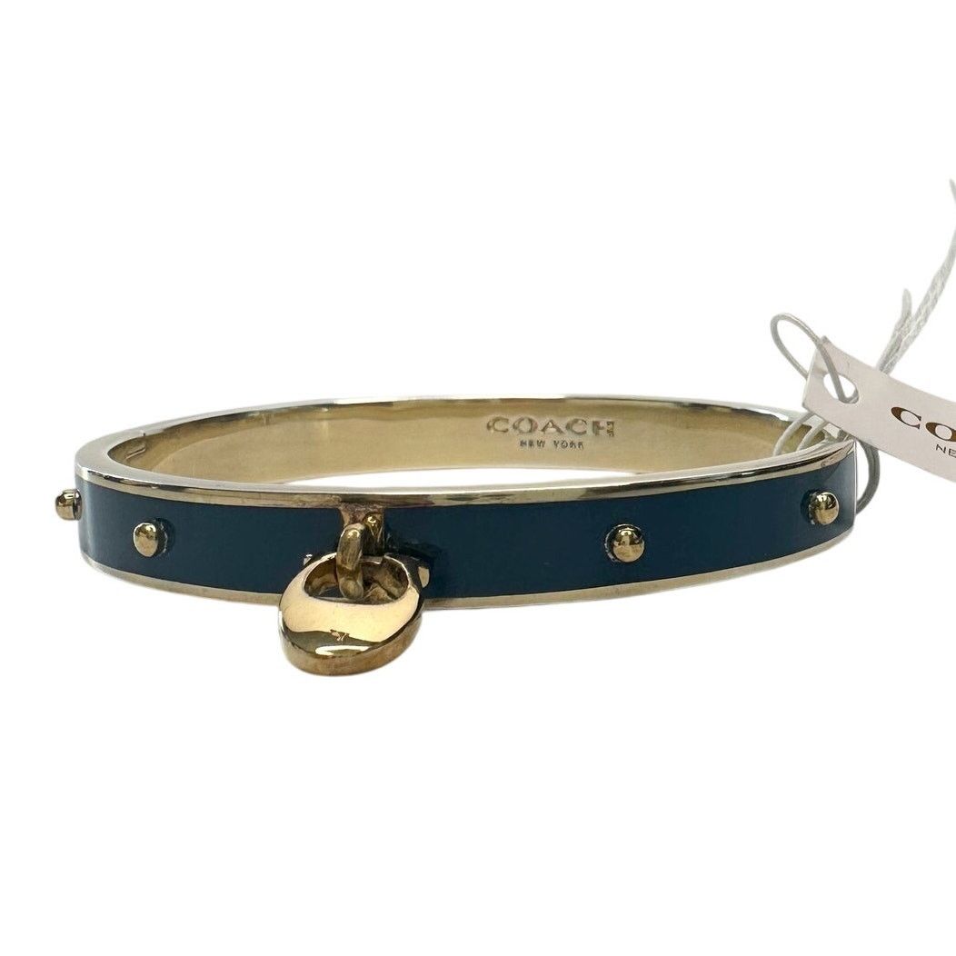 Coach Coach Enamel Riveted Signature C Hinge Bangle Bracelet Teal Size ONE SIZE - 2 Thumbnail