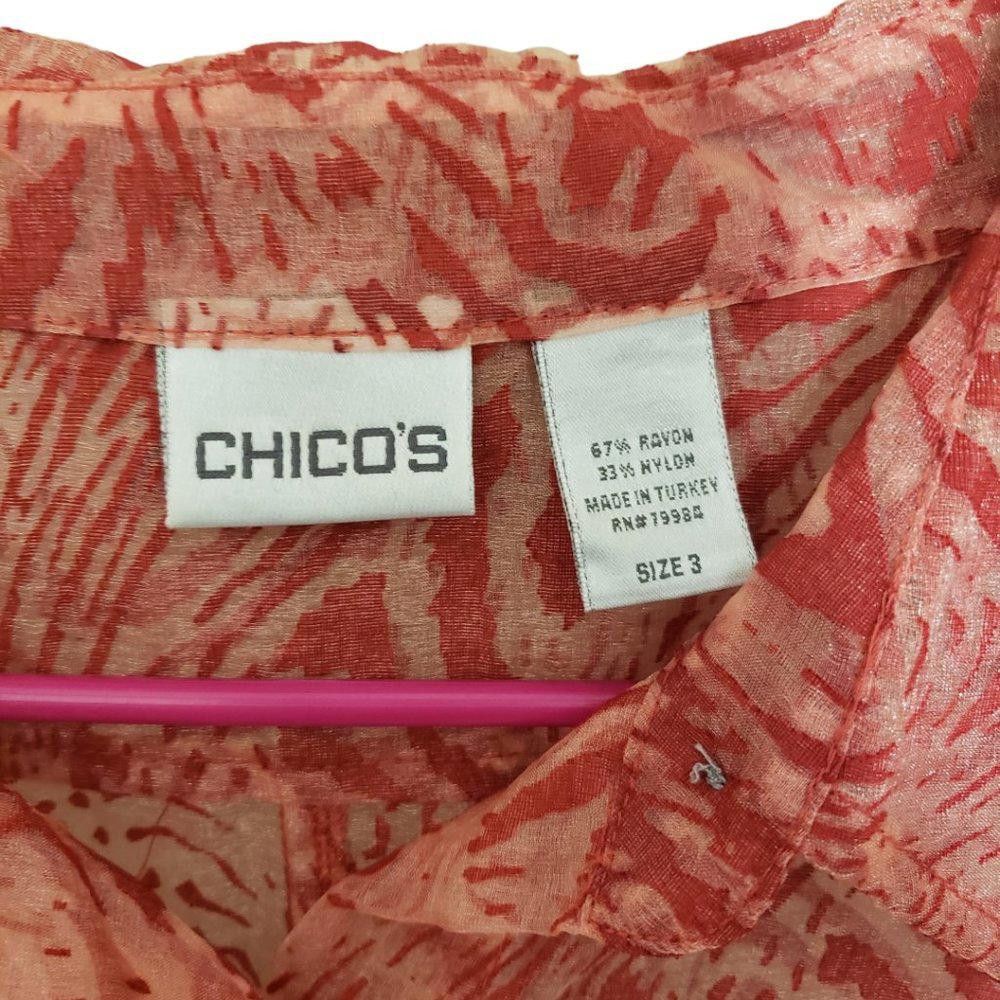 Chicos CT1279a Chico's Ladies Red Sheer Shirt Size 3 Size M / US 6-8 / IT 42-44 - 2 Thumbnail