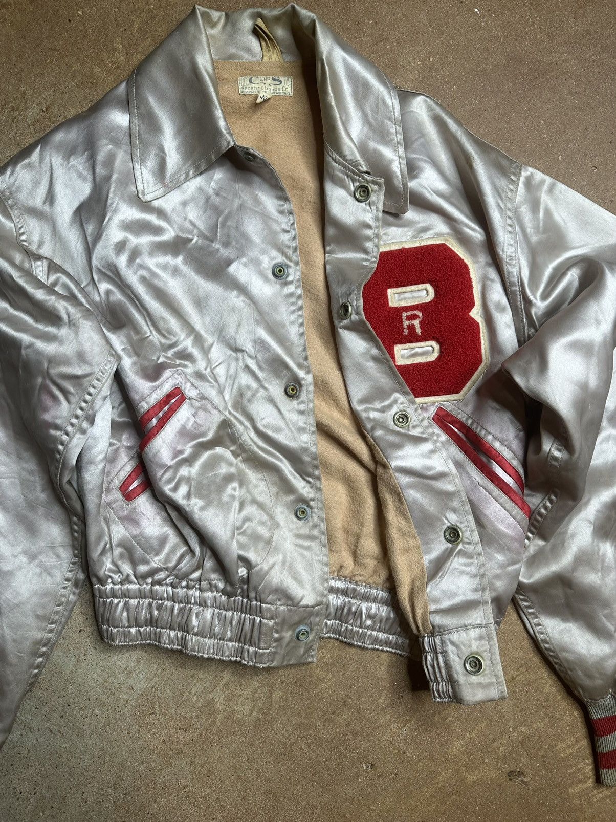 Vintage 50s/60s True Vintage Satin Letterman Jacket Size S / US 4 / IT 40 - 3 Thumbnail