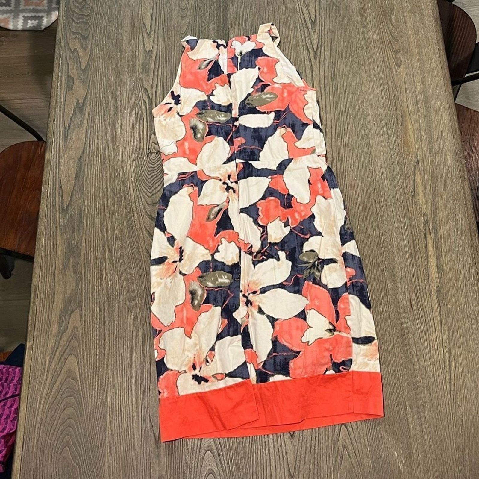 Vintage Cato Tropical Floral Cream Orange Sheath Dress Size 10 Size L / US 10 / IT 46 - 5 Thumbnail