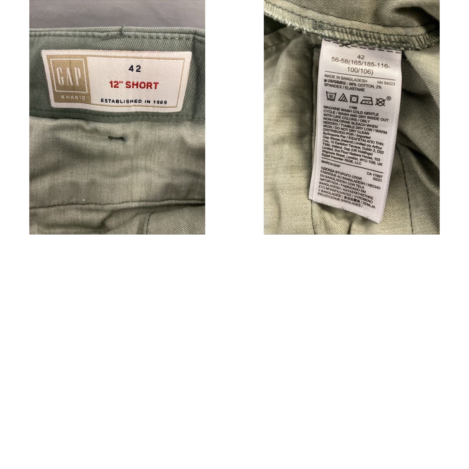 Gap Gap Men Chino Shorts 42 Green Flat Front Casual 12-Inch Fall Spring Summer Winter Size US 42 / EU 58 - 8 Thumbnail