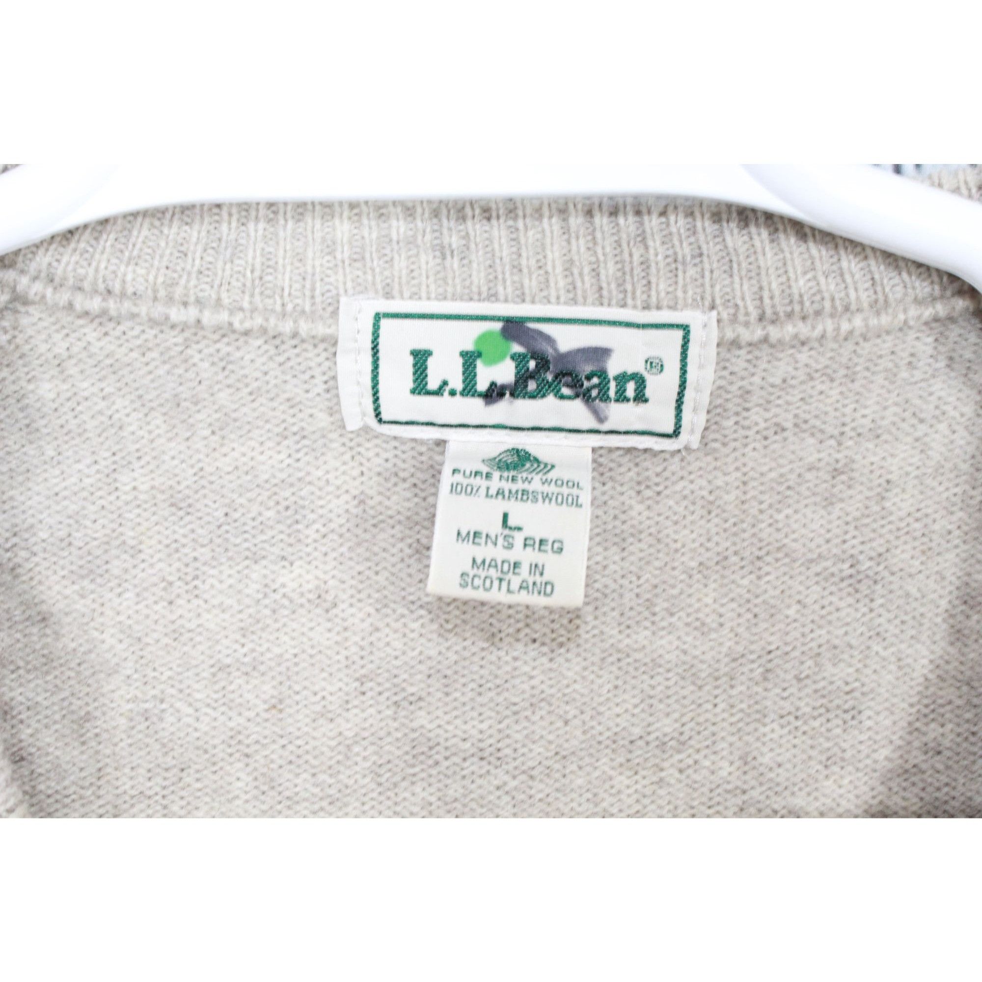 L.L. Bean Vintage LL Bean Lambswool V-Neck Sweater Tan L Size US L / EU 52-54 / 3 - 7 Thumbnail