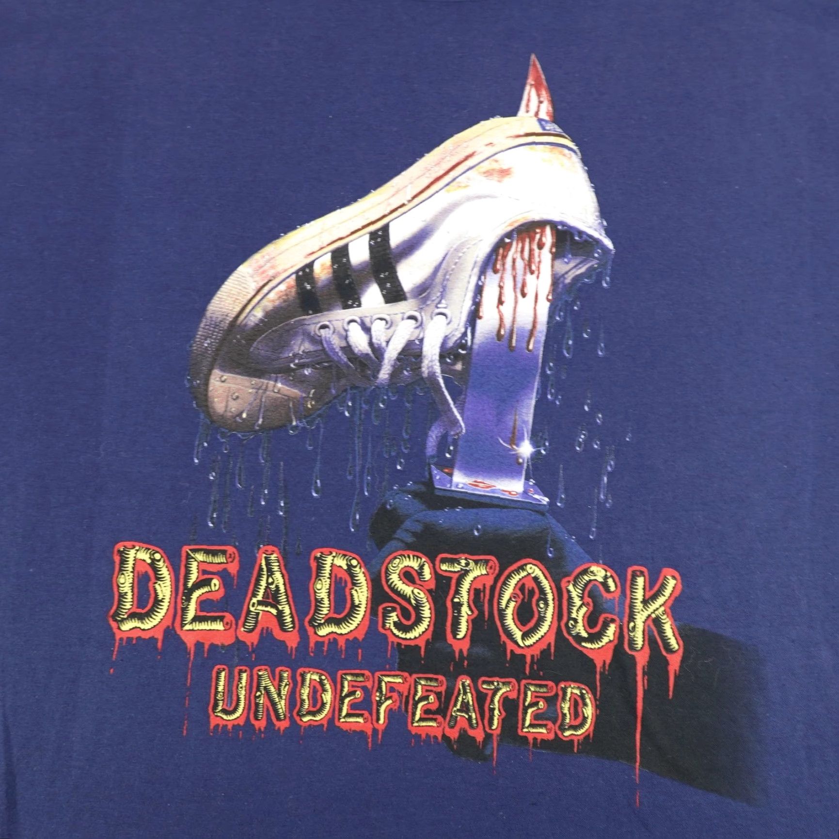 Undefeated VINTAGE Undefeated Men's T-Shirt XL Streetwear Graphic Deadstock Blue Shoes Horror Dripping 90s Size US XL / EU 56 / 4 - 2 Thumbnail