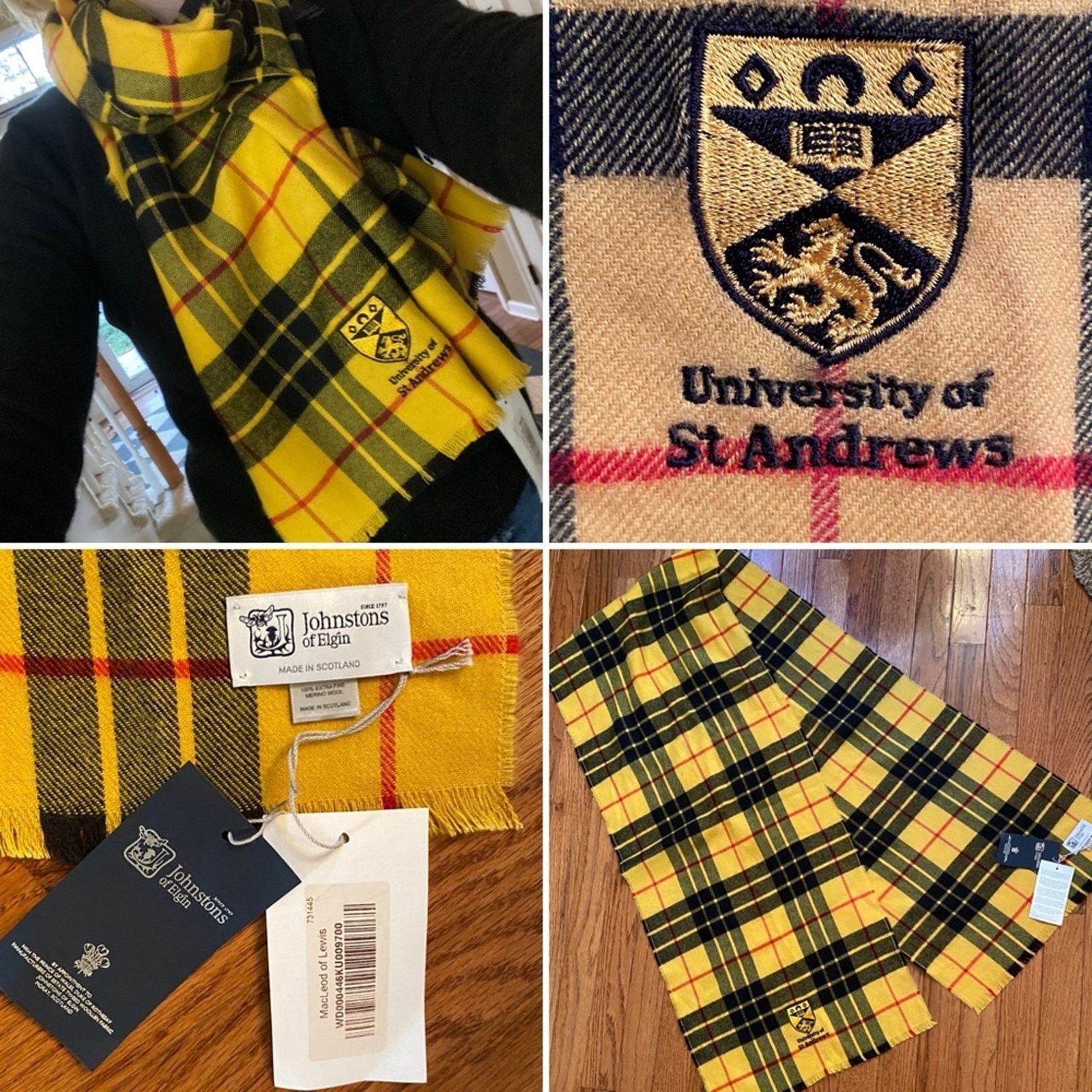 Johnstons Of Elgin NEW Johnstons of Elgin MacLeod Univ of St Andrews Wool Scarf Size ONE SIZE - 1 Thumbnail