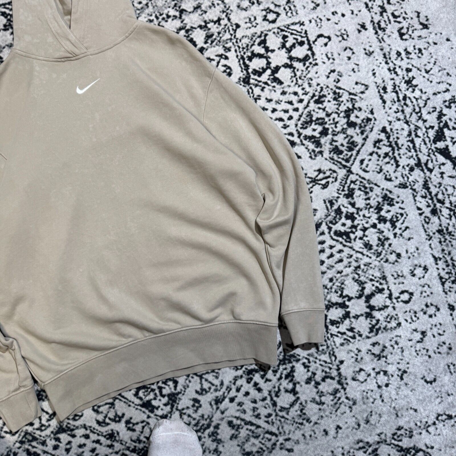 Nike × Vintage Vintage Nike Beige Tan Cotton Hoodie XS Center Swoosh Y2K Size US XS / EU 42 / 0 - 6 Thumbnail