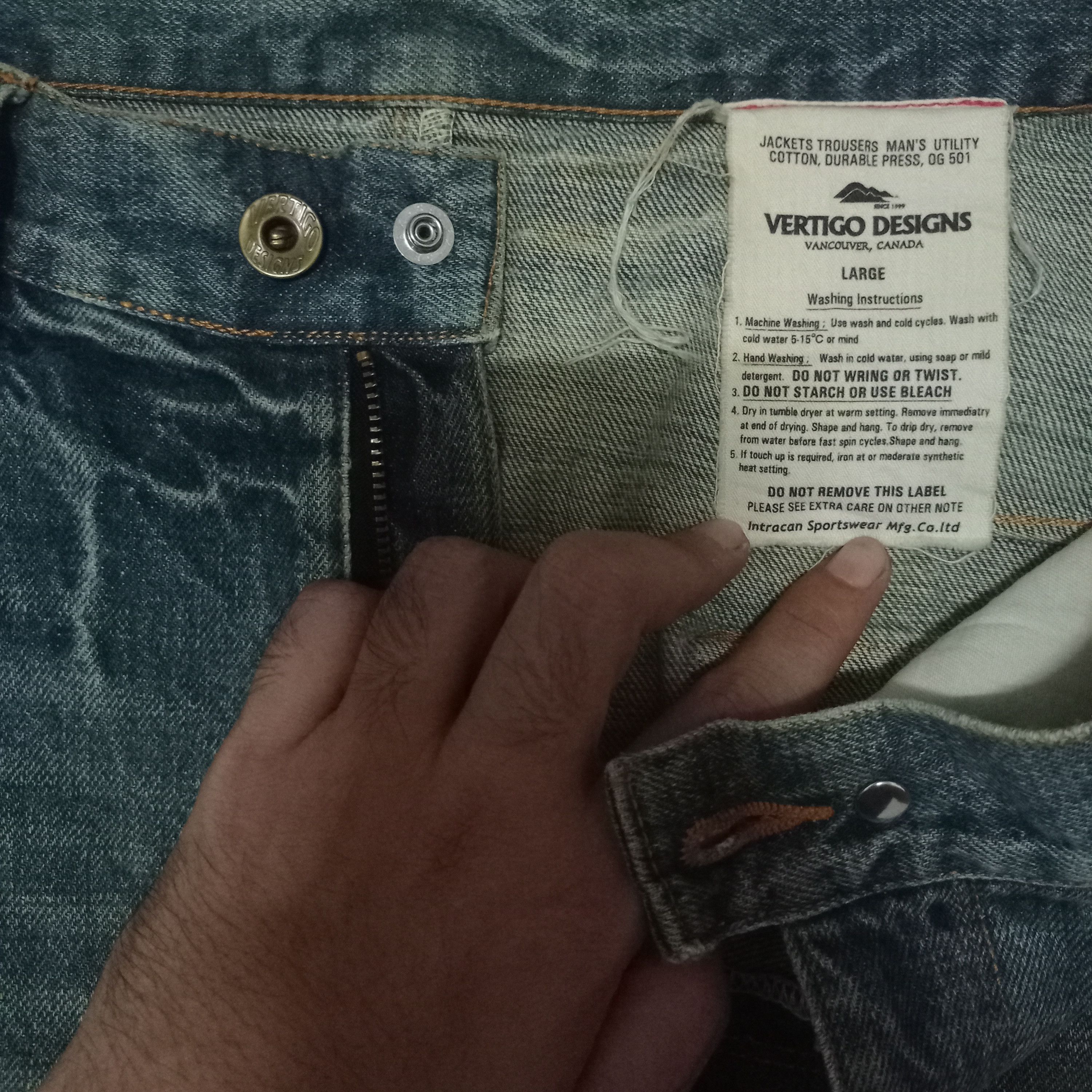 Japanese Brand Vintage Vertigo Design Sick Mud Wash Distressed Curve Jeans Size US 34 / EU 50 - 3 Thumbnail