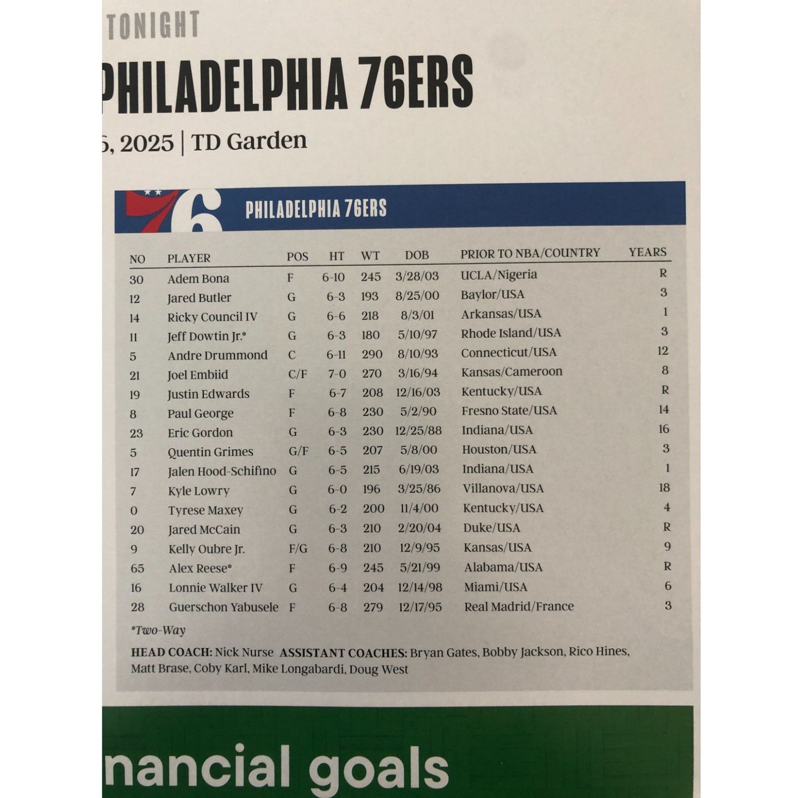 NBA Boston Celtics v Philadelphia 76ers 3/6/2025 Poster Horford Size ONE SIZE - 7 Thumbnail