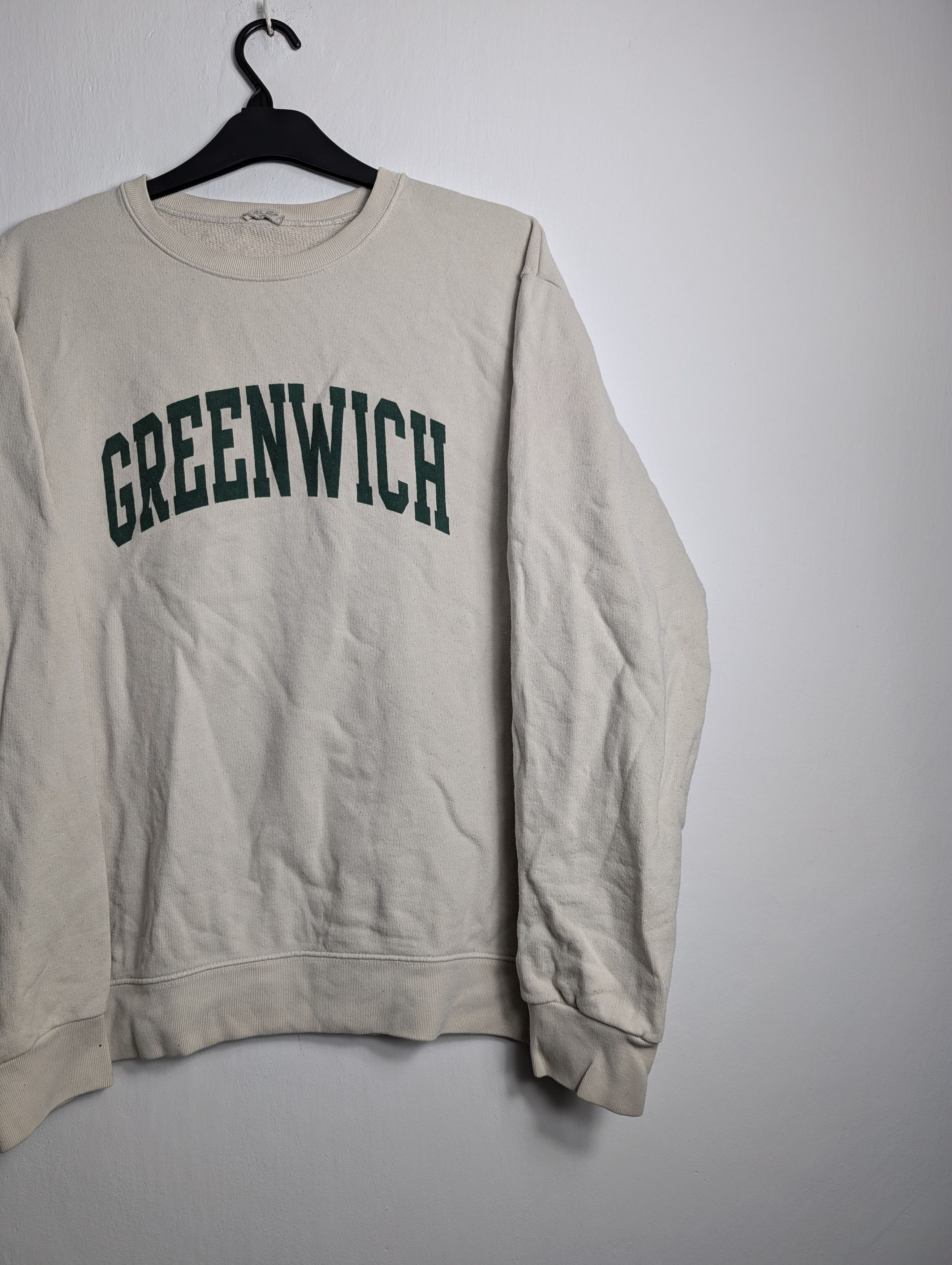 Vintage Vintage Cream Greenwich Sweatshirt y2k University Size XL / US 12-14 / IT 48-50 - 2 Thumbnail