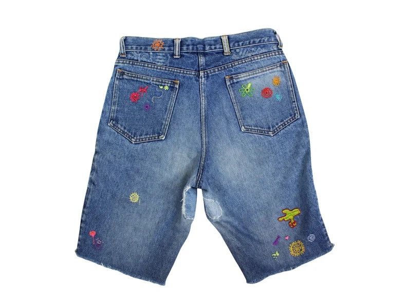 Vintage Vintage 80s Denim Shorts, Upcycled Art Design (Size 30/31) Size 31" - 2 Thumbnail