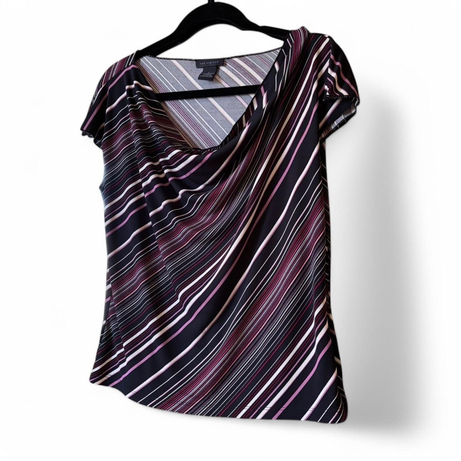 Vintage Vintage The Limited Black Striped Cowl Neck Blouse Large Size L / US 10 / IT 46 - 2 Thumbnail