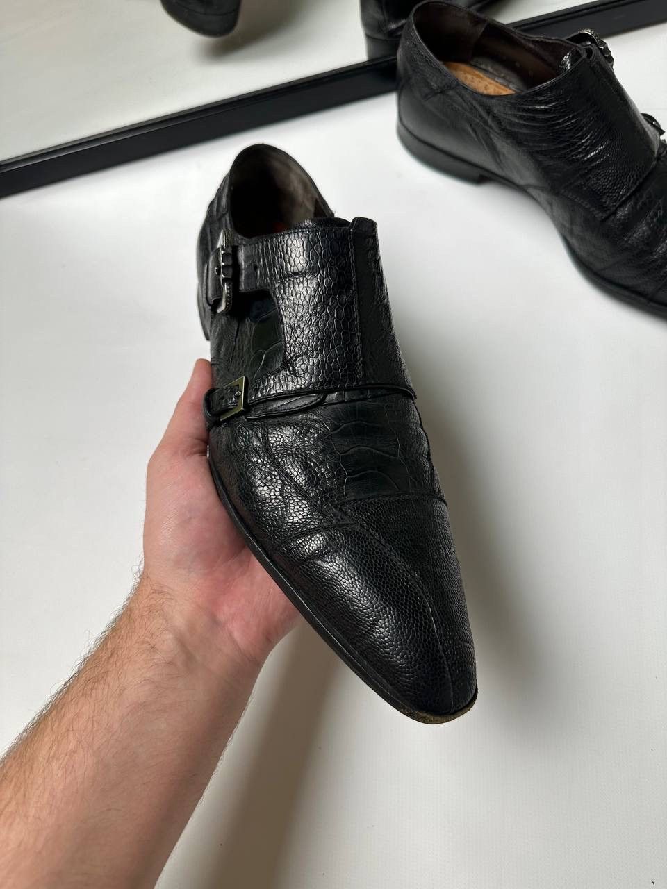 Paciotti Cesare Paciotti Black Embossed Reptile Texture Vintage Shoes Size US 9 / EU 42 - 3 Thumbnail