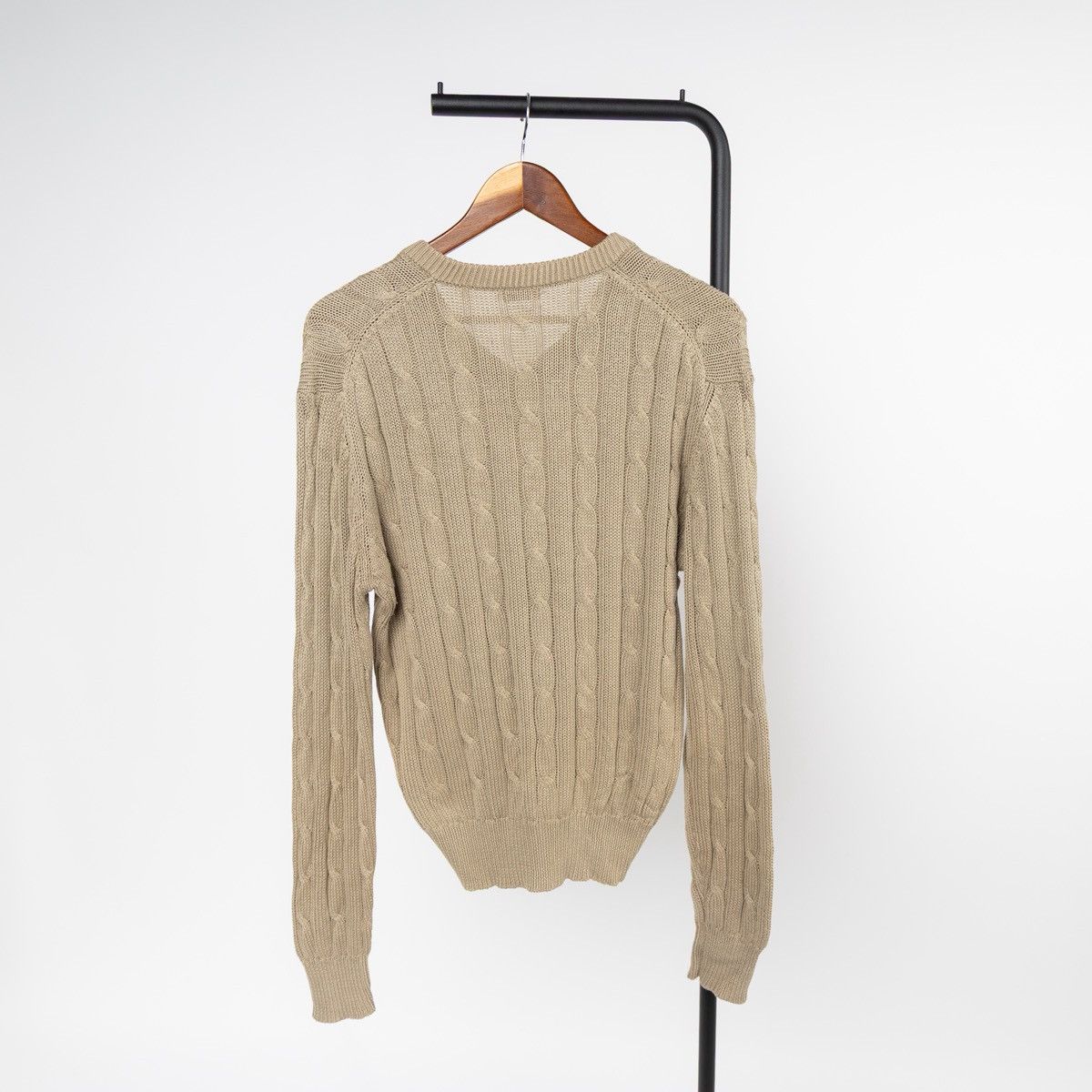 Other Redford Men Beige Cable Knit Sweater V-Neck Classic Pullover Size US M / EU 48-50 / 2 - 4 Thumbnail