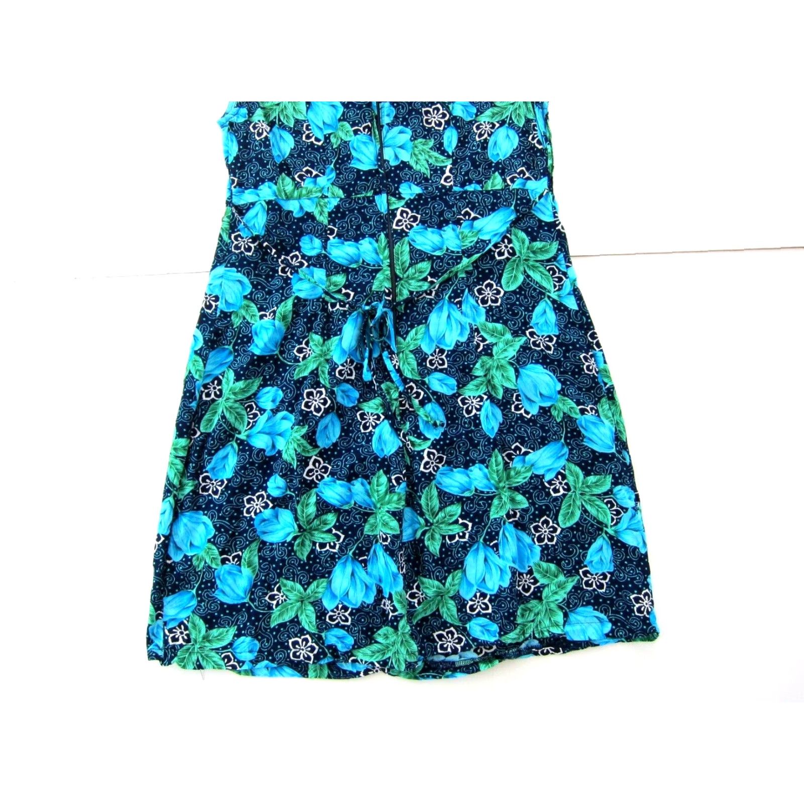 Basic Editions VINTAGE Basic Editions 100% Rayon Blue Green Floral Sheath Tank Sun Dress Medium Size M / US 6-8 / IT 42-44 - 6 Thumbnail
