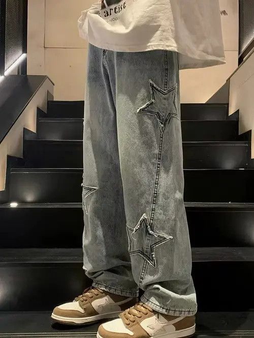 Japanese Brand Tomomi x Keito Star Embroidery Straight Casual Men Jeans Size US 29 - 5 Thumbnail