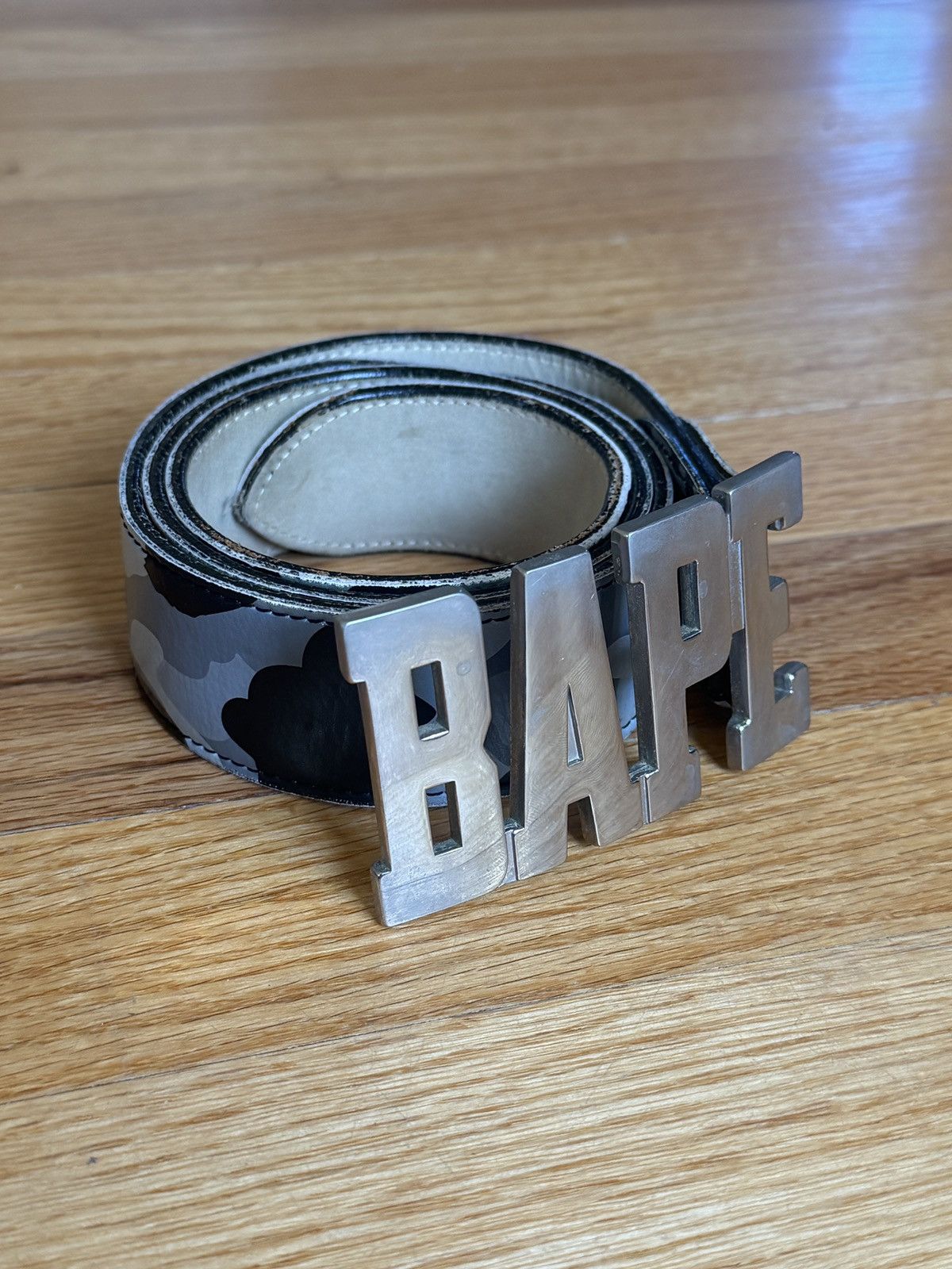 Bape OG BAPE Letter Buckle Belt (Black/Grey Camo) Size 32 - 1 Thumbnail