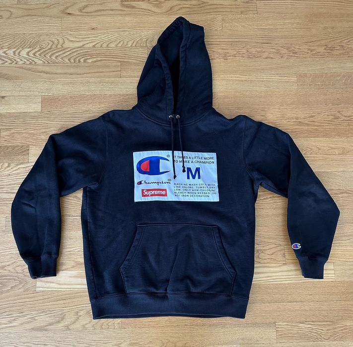 Supreme champion label outlet hooded sweatshirt