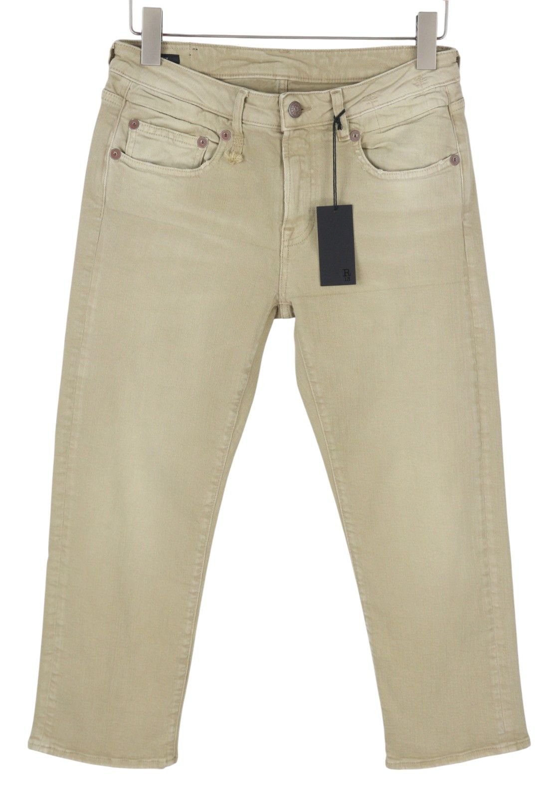 R13 BOY STRAIGHT 29 Khaki Stretch Cropped Ankle Zip 87790 Size 29" - 3 Thumbnail